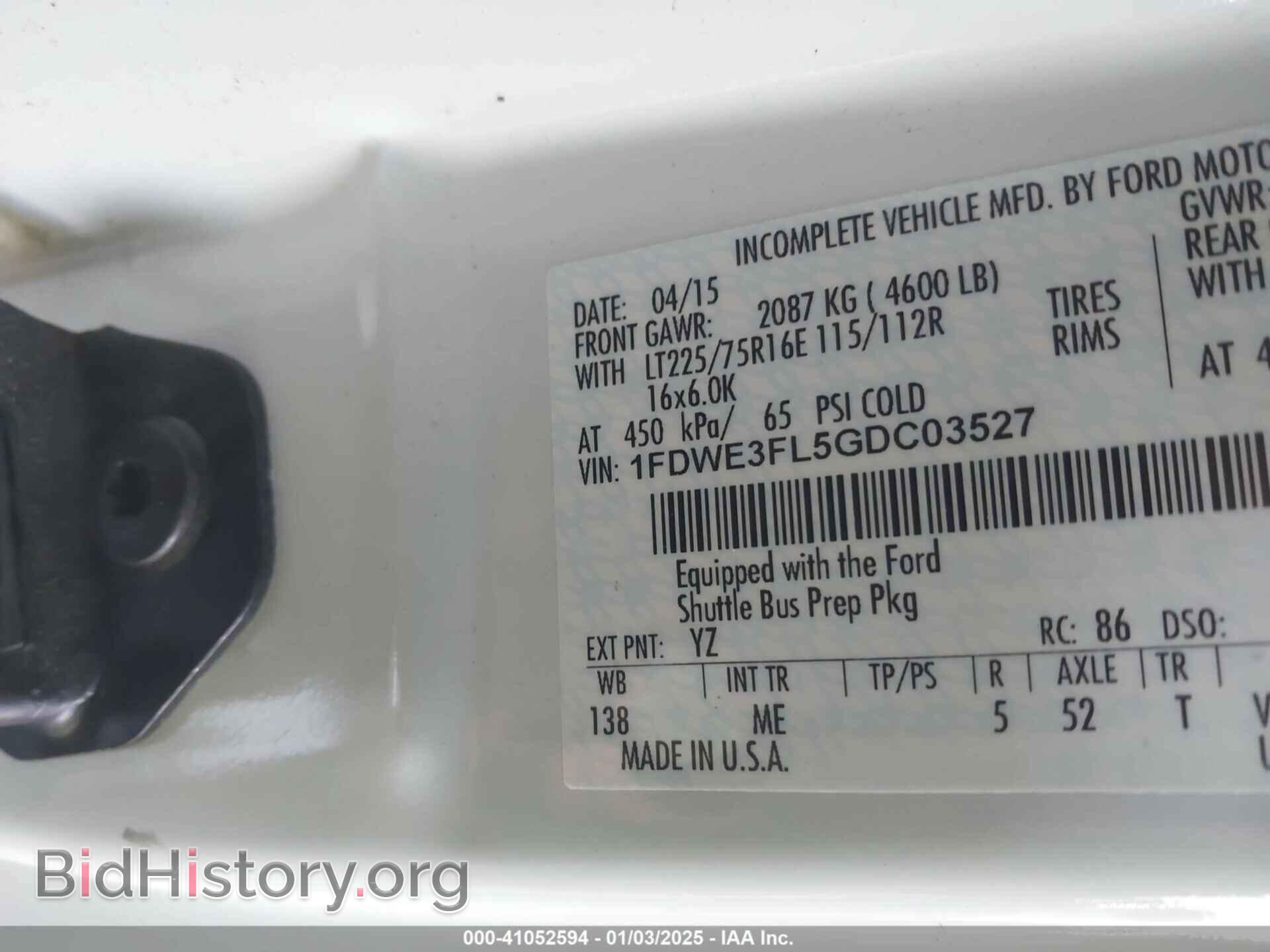 2016 FORD E-350 CUTAWAY - VIN: 1FDWE3FL5GDC03527 - Фото 8