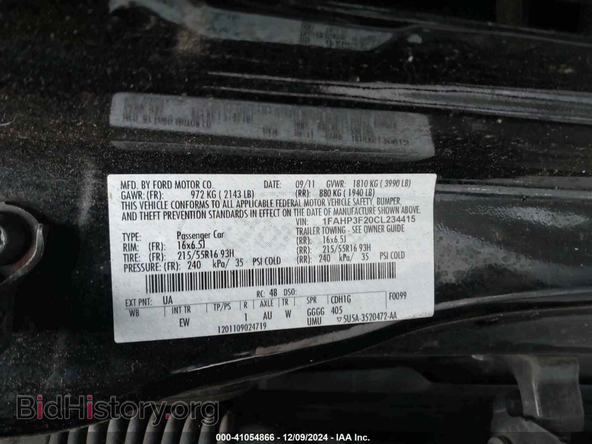 2012 FORD FOCUS - VIN: 1FAHP3F20CL234415 - Фото 9