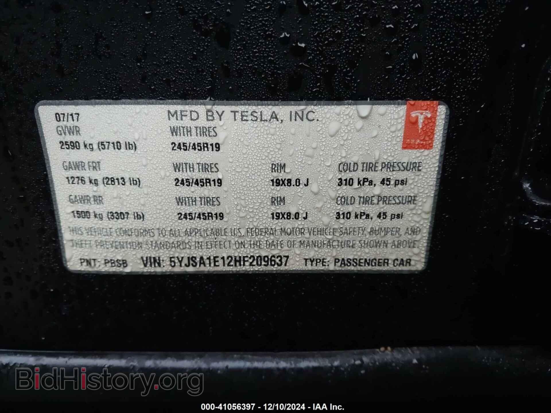 2017 TESLA MODEL S - VIN: 5YJSA1E12HF209637 - Photo 9