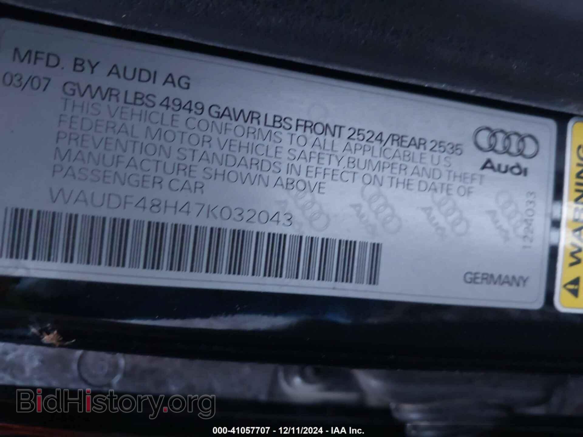 2007 AUDI A4 - VIN: WAUDF48H47K032043 - Photo 9