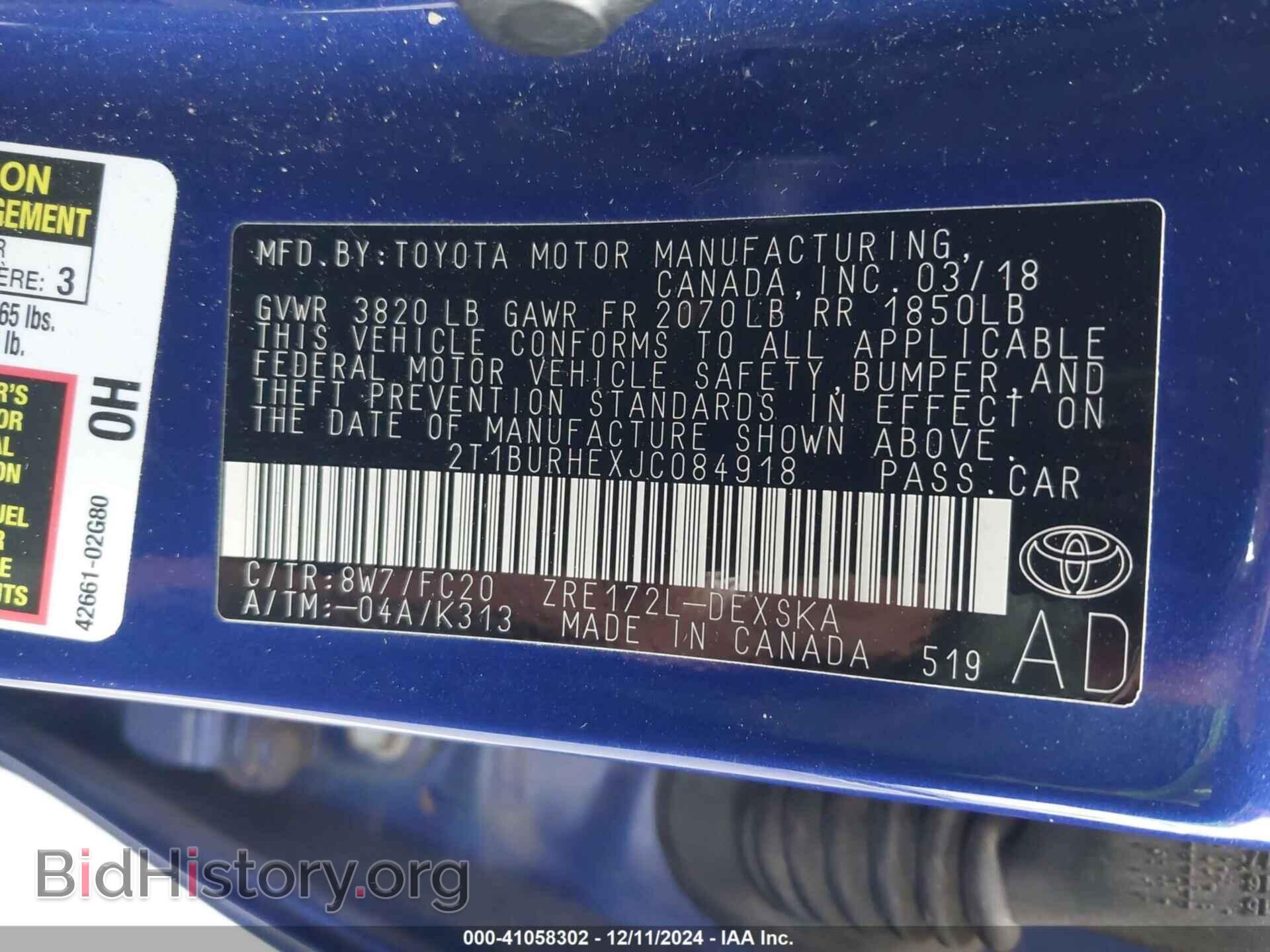 2018 TOYOTA COROLLA - VIN: 2T1BURHEXJC084918 - Фото 9