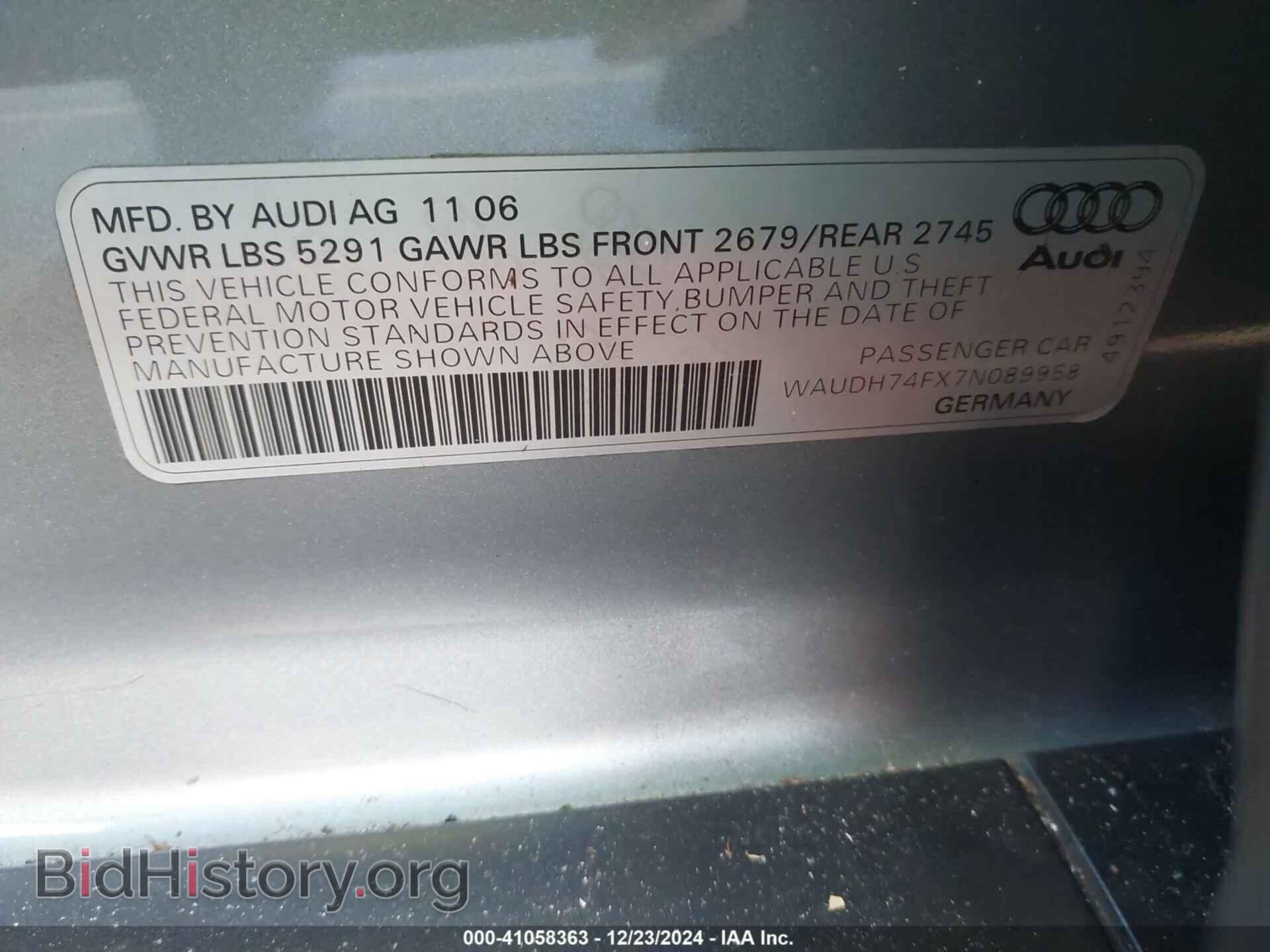 2007 AUDI A6 - VIN: WAUDH74FX7N089958 - Photo 9