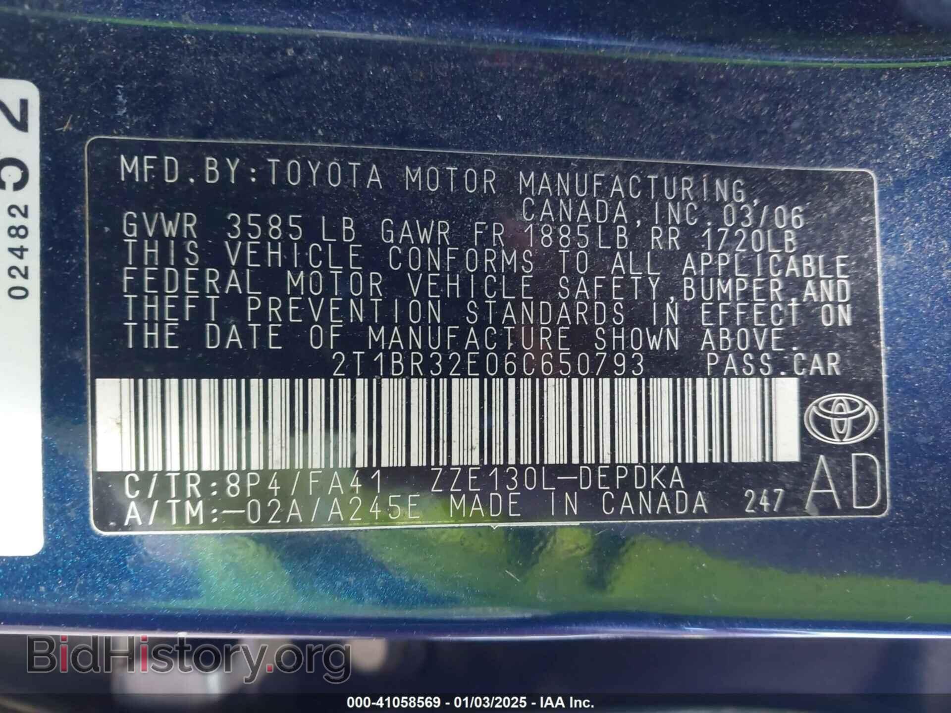 2006 TOYOTA COROLLA - VIN: 2T1BR32E06C650793 - Фото 9