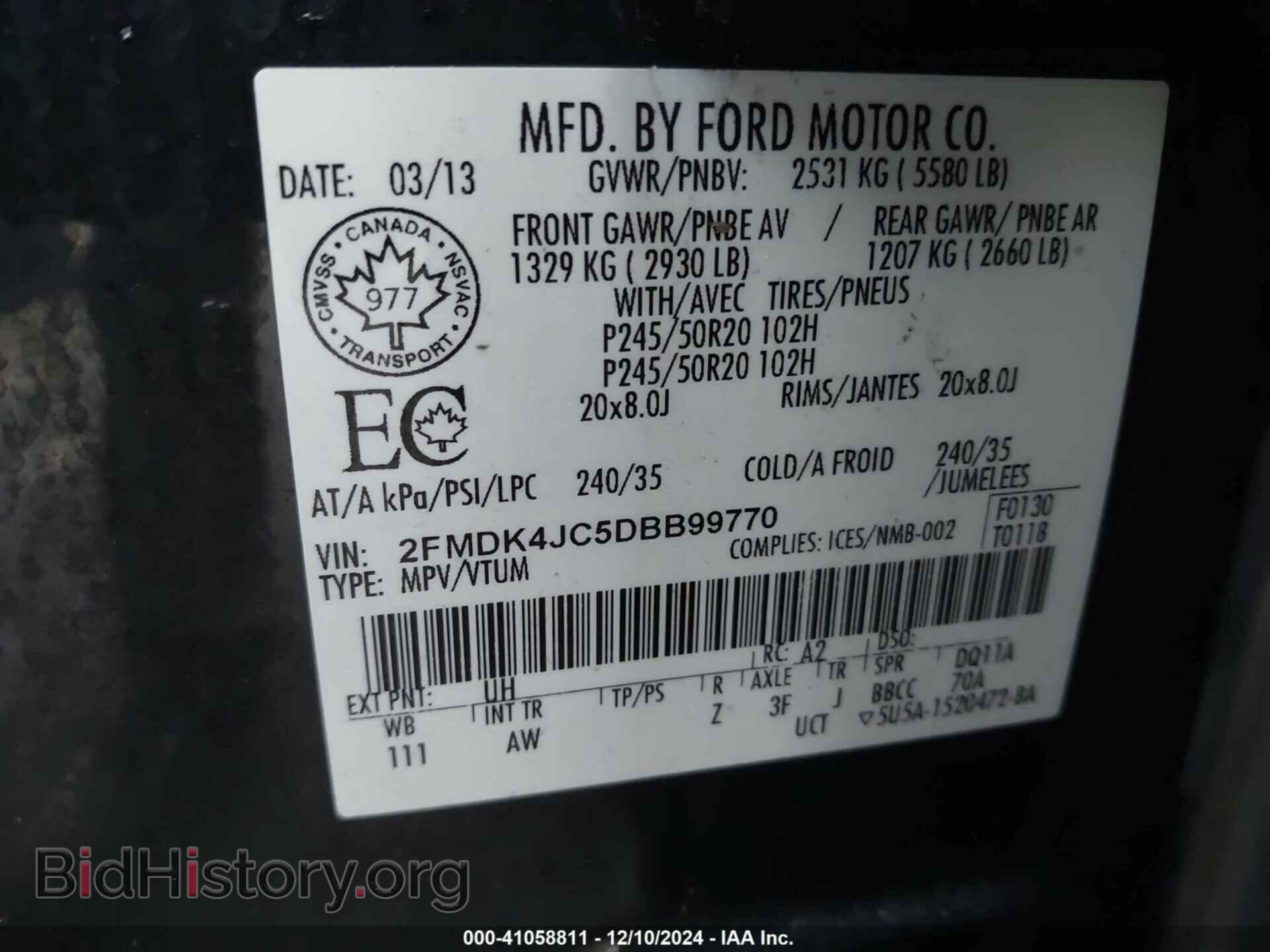 2013 FORD EDGE - VIN: 2FMDK4JC5DBB99770 - Photo 9
