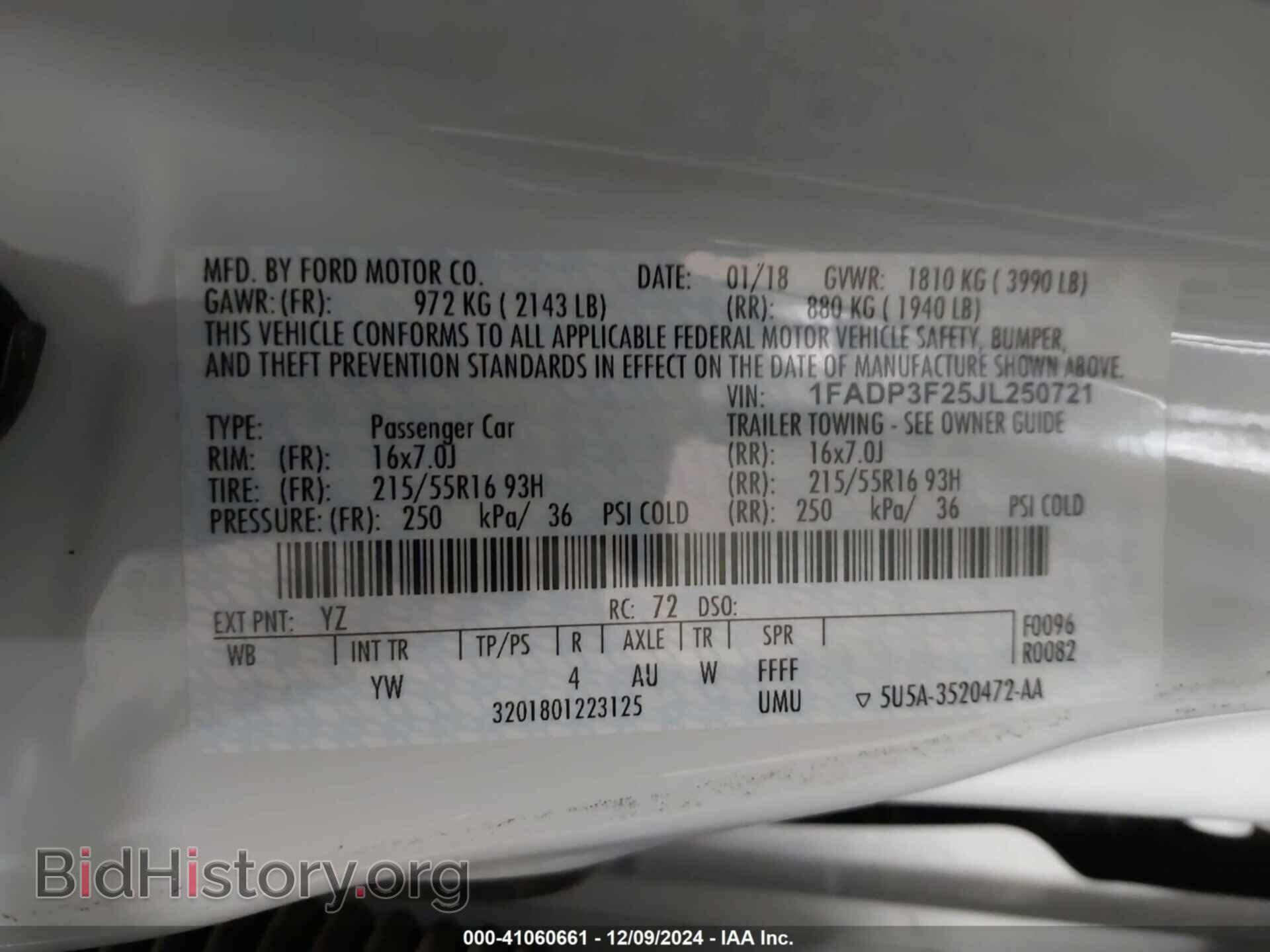 2018 FORD FOCUS - VIN: 1FADP3F25JL250721 - Фото 9