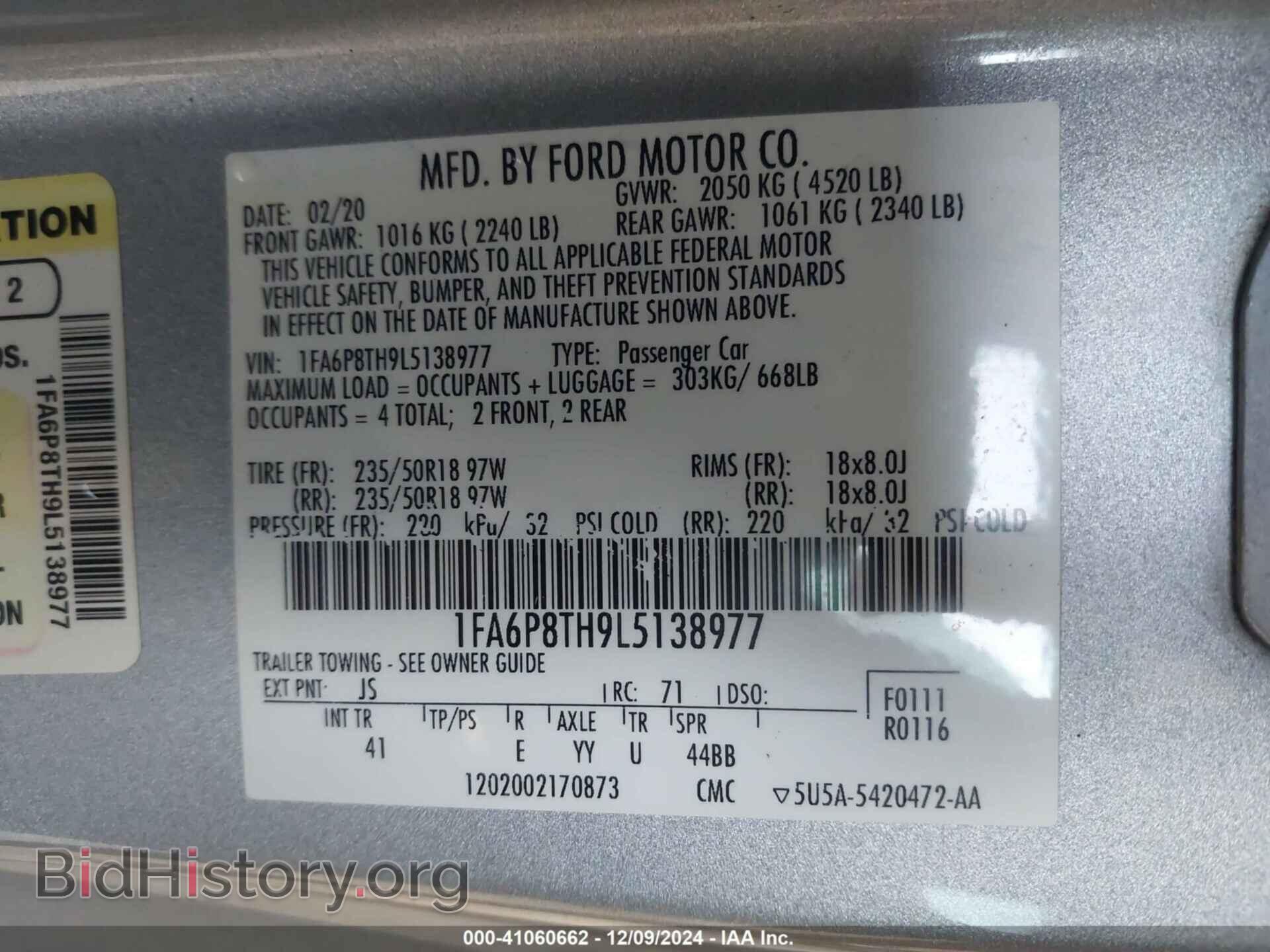 2020 FORD MUSTANG - VIN: 1FA6P8TH9L5138977 - Фото 9