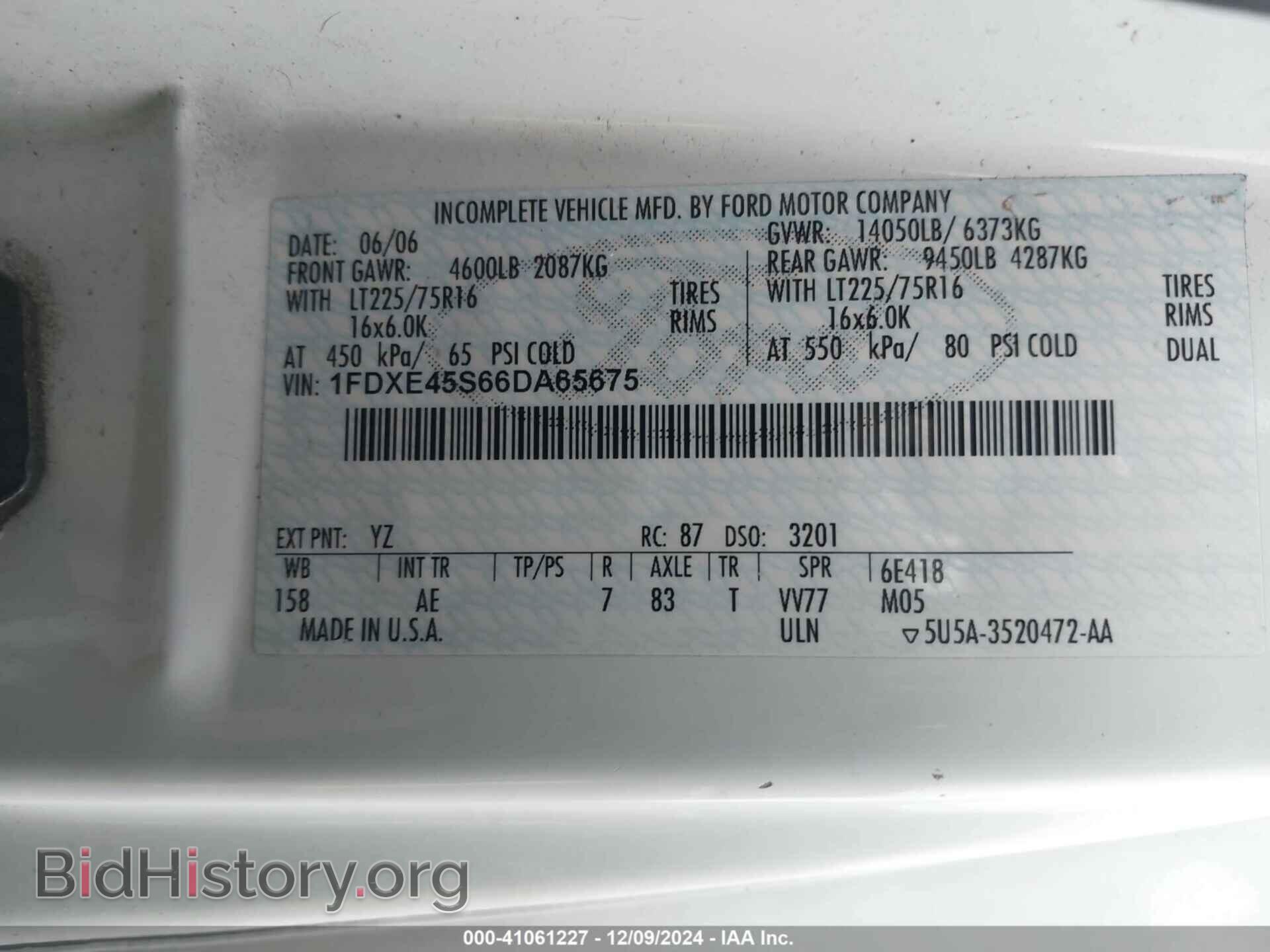 2006 FORD E-450 CUTAWAY - VIN: 1FDXE45S66DA65675 - Фото 8
