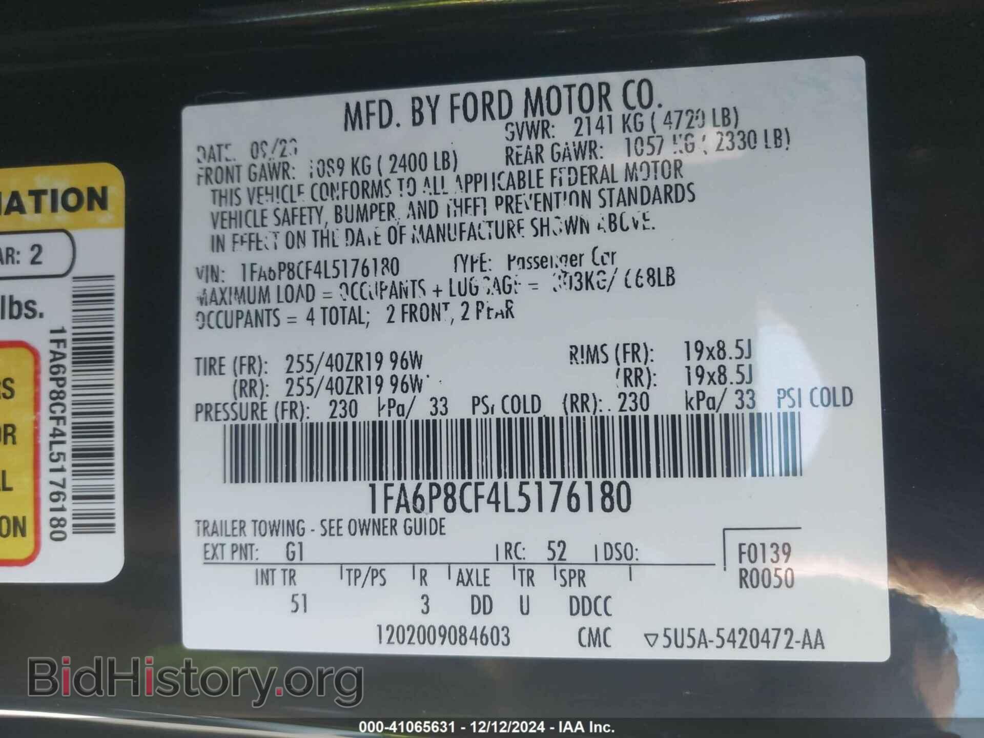2020 FORD MUSTANG - VIN: 1FA6P8CF4L5176180 - Фото 9