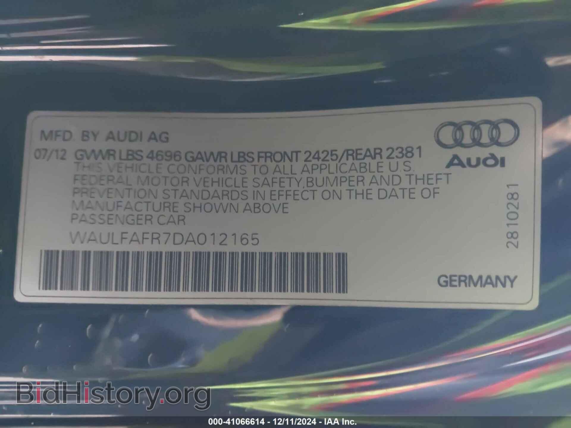 2013 AUDI A5 - VIN: WAULFAFR7DA012165 - Фото 9