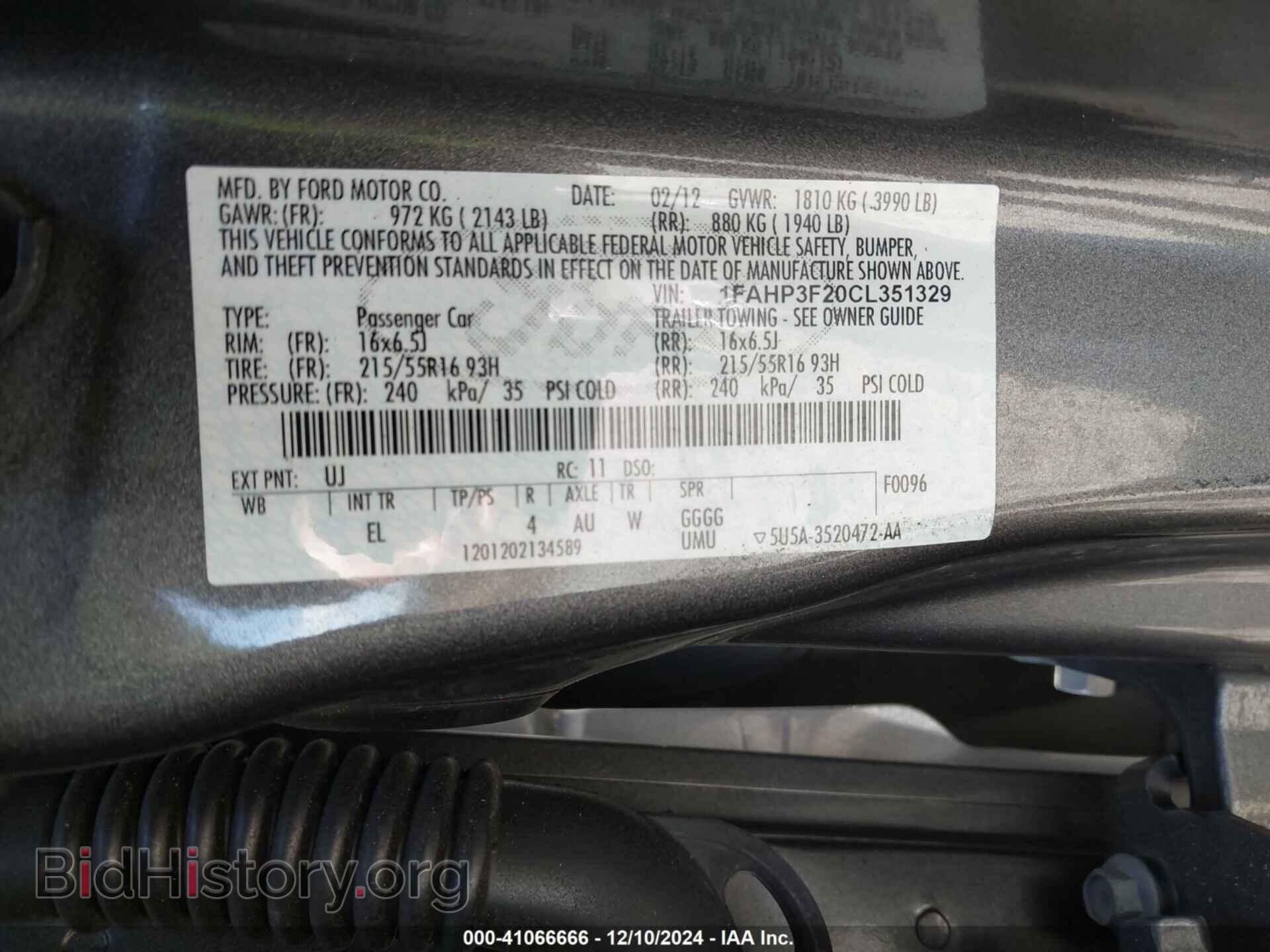 2012 FORD FOCUS - VIN: 1FAHP3F20CL351329 - Фото 9