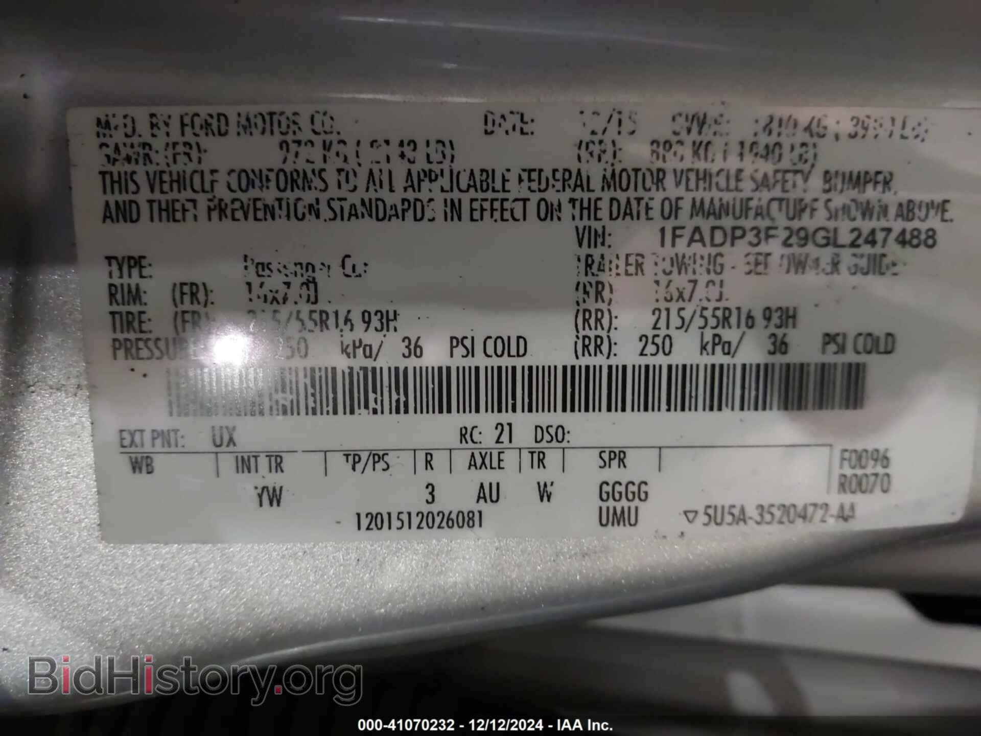 2016 FORD FOCUS - VIN: 1FADP3F29GL247488 - Фото 9