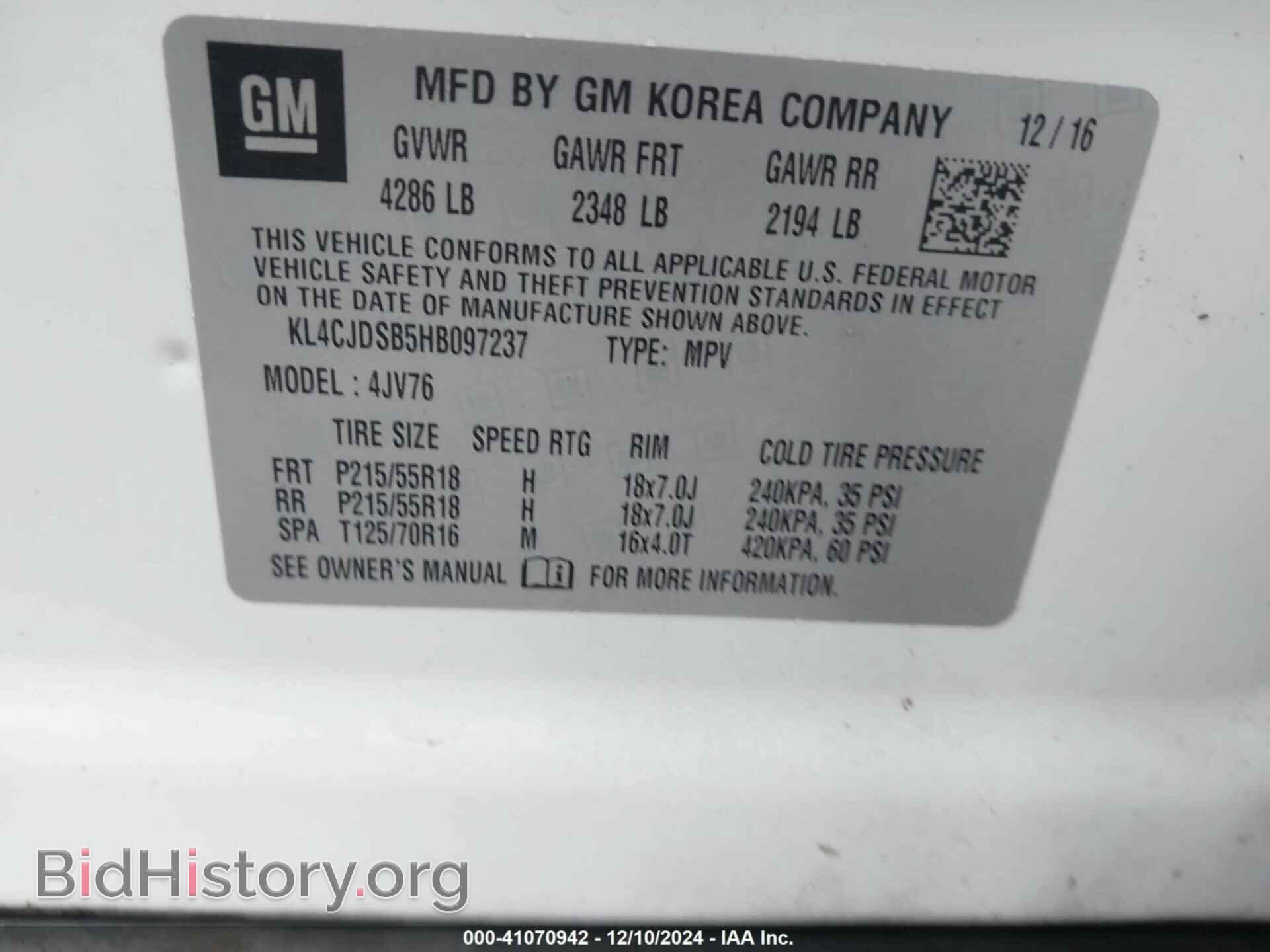 2017 BUICK ENCORE - VIN: KL4CJDSB5HB097237 - Фото 9