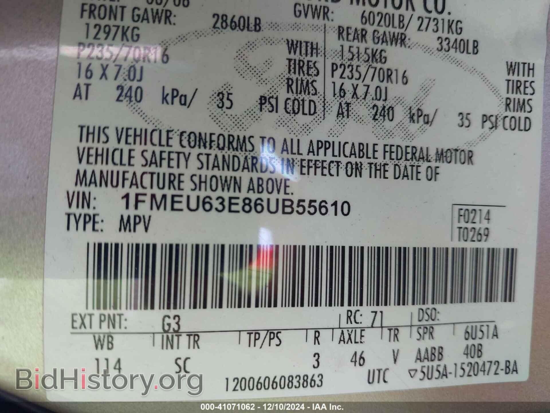 2006 FORD EXPLORER - VIN: 1FMEU63E86UB55610 - Фото 9