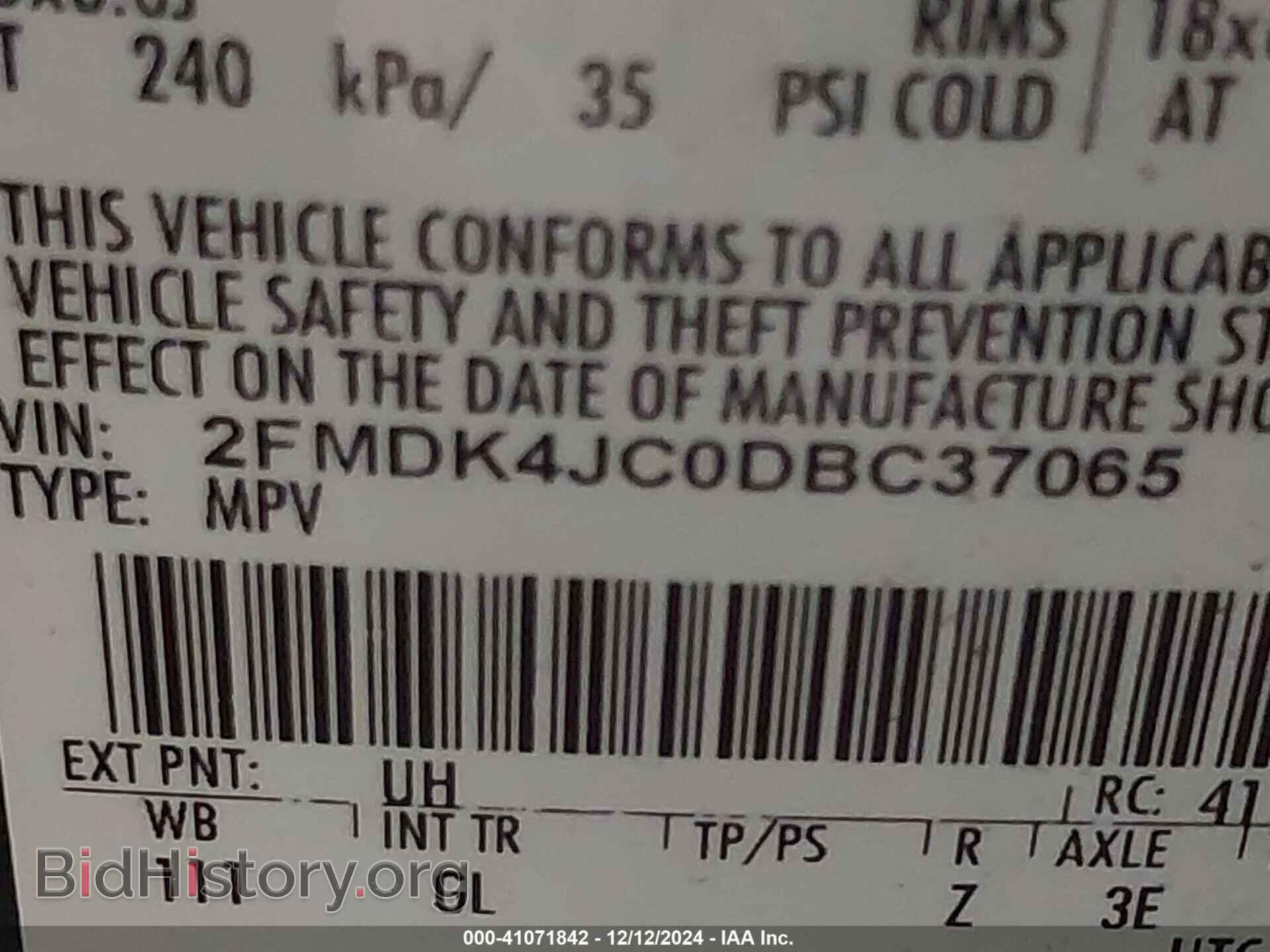 2013 FORD EDGE - VIN: 2FMDK4JC0DBC37065 - Фото 9