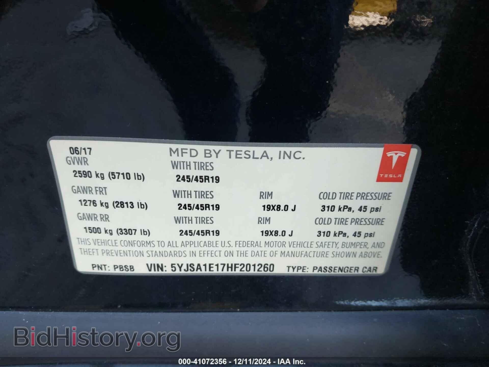 2017 TESLA MODEL S - VIN: 5YJSA1E17HF201260 - Photo 9