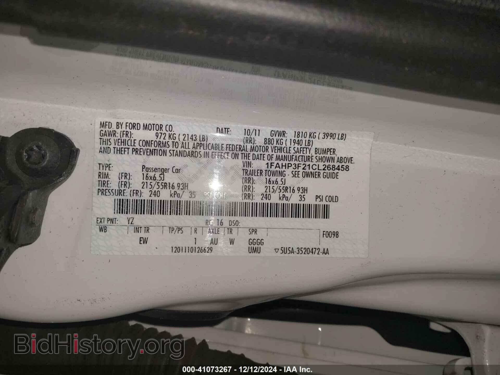 2012 FORD FOCUS - VIN: 1FAHP3F21CL268458 - Photo 9
