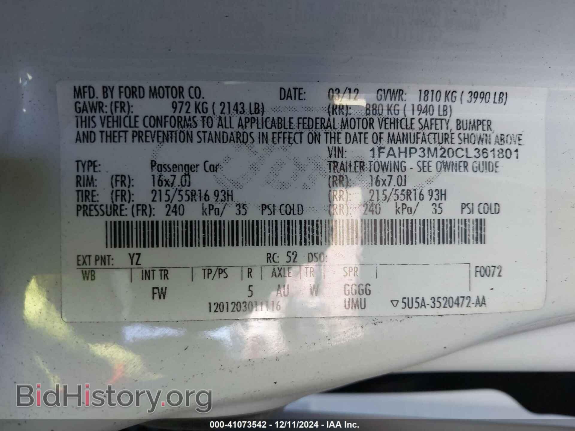 2012 FORD FOCUS - VIN: 1FAHP3M20CL361801 - Photo 9