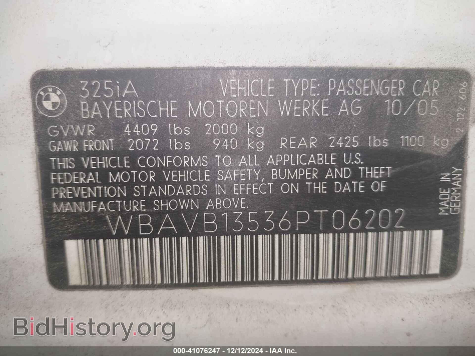 2006 BMW 325I - VIN: WBAVB13536PT06202 - Фото 9