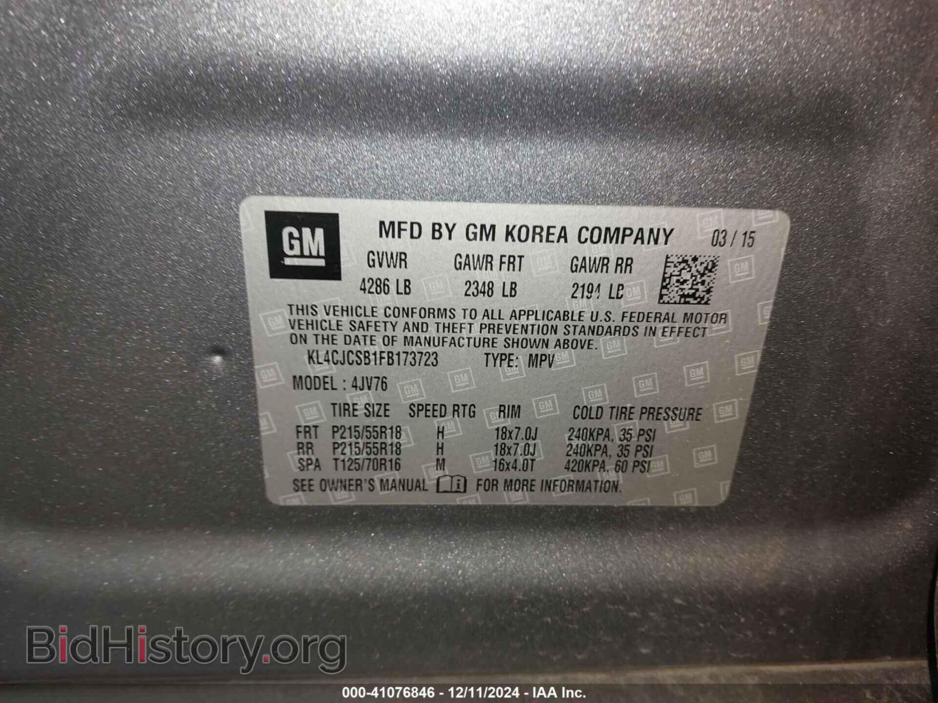 2015 BUICK ENCORE - VIN: KL4CJCSB1FB173723 - Photo 9