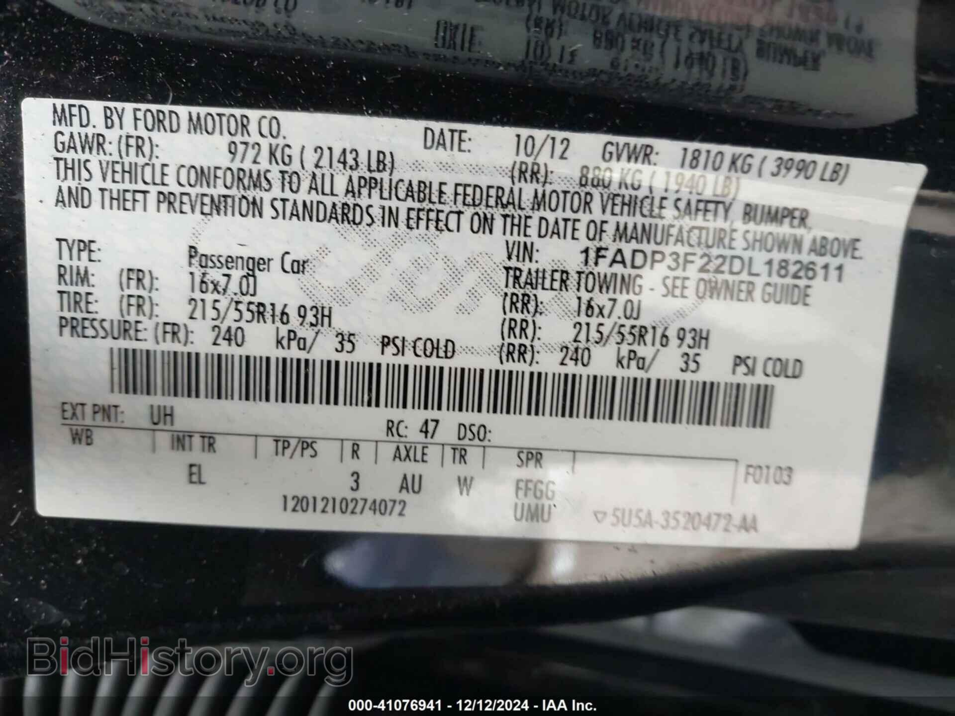 2013 FORD FOCUS - VIN: 1FADP3F22DL182611 - Фото 9