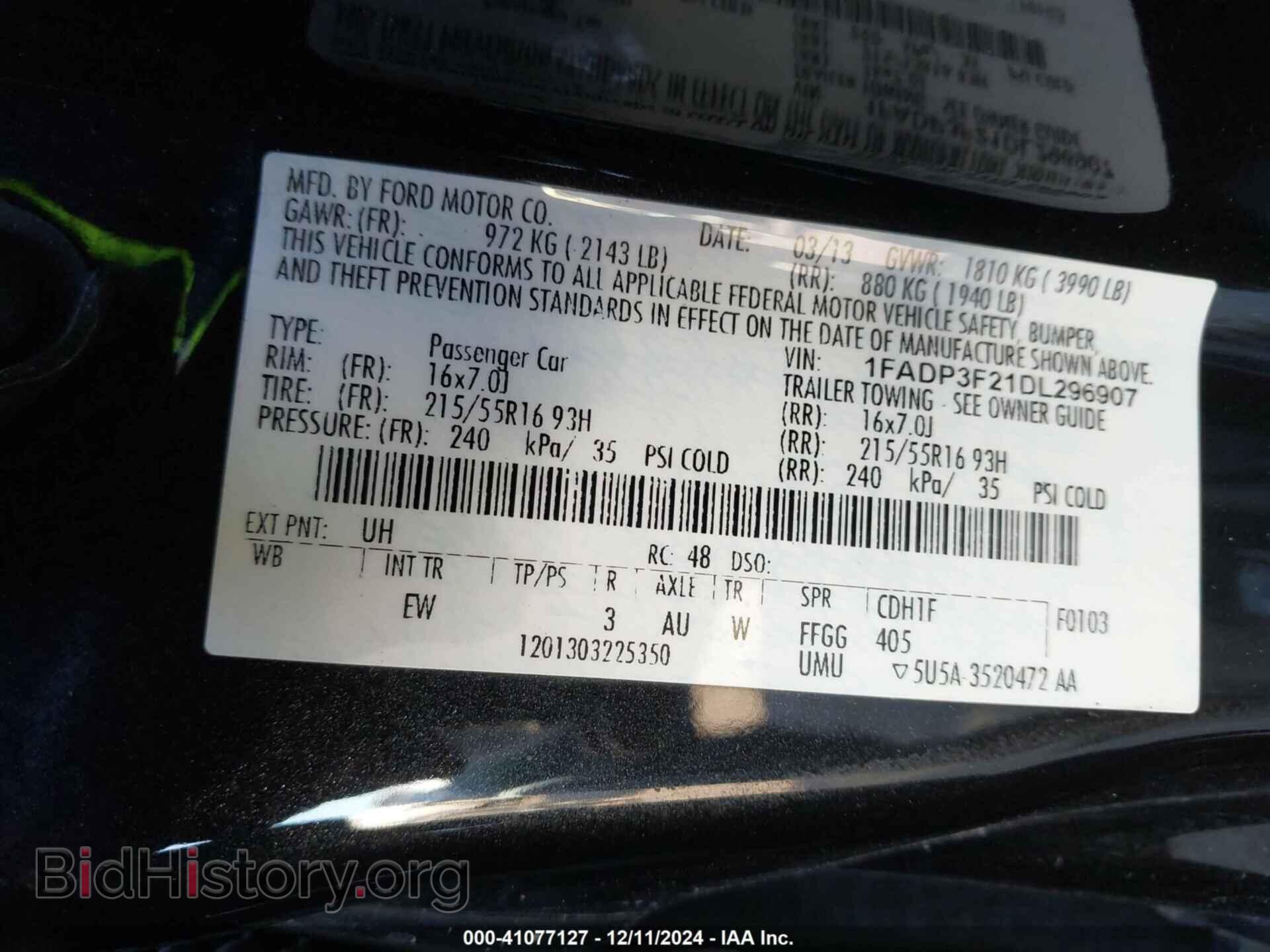 2013 FORD FOCUS - VIN: 1FADP3F21DL296907 - Фото 9