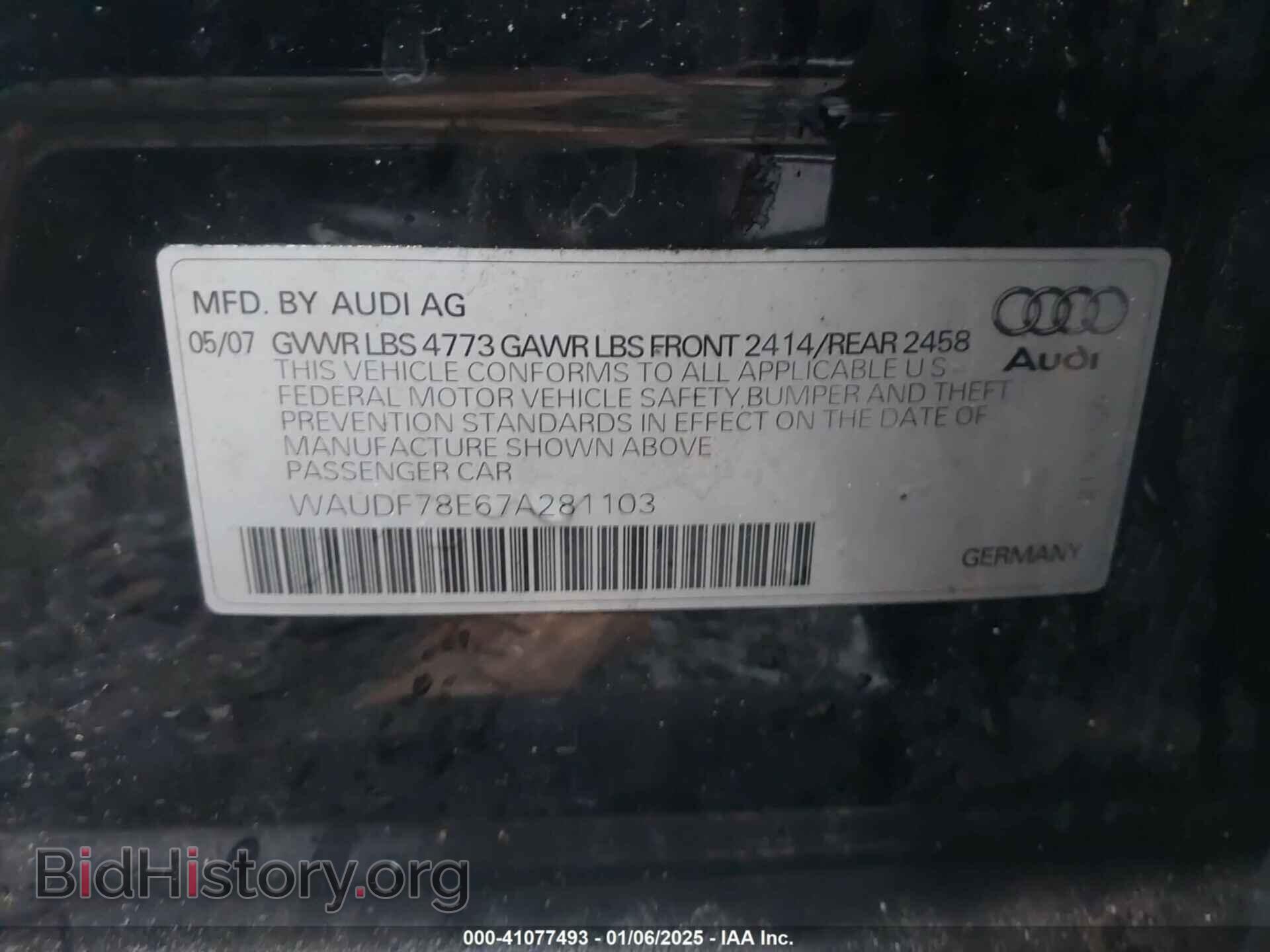 2007 AUDI A4 - VIN: WAUDF78E67A281103 - Photo 9