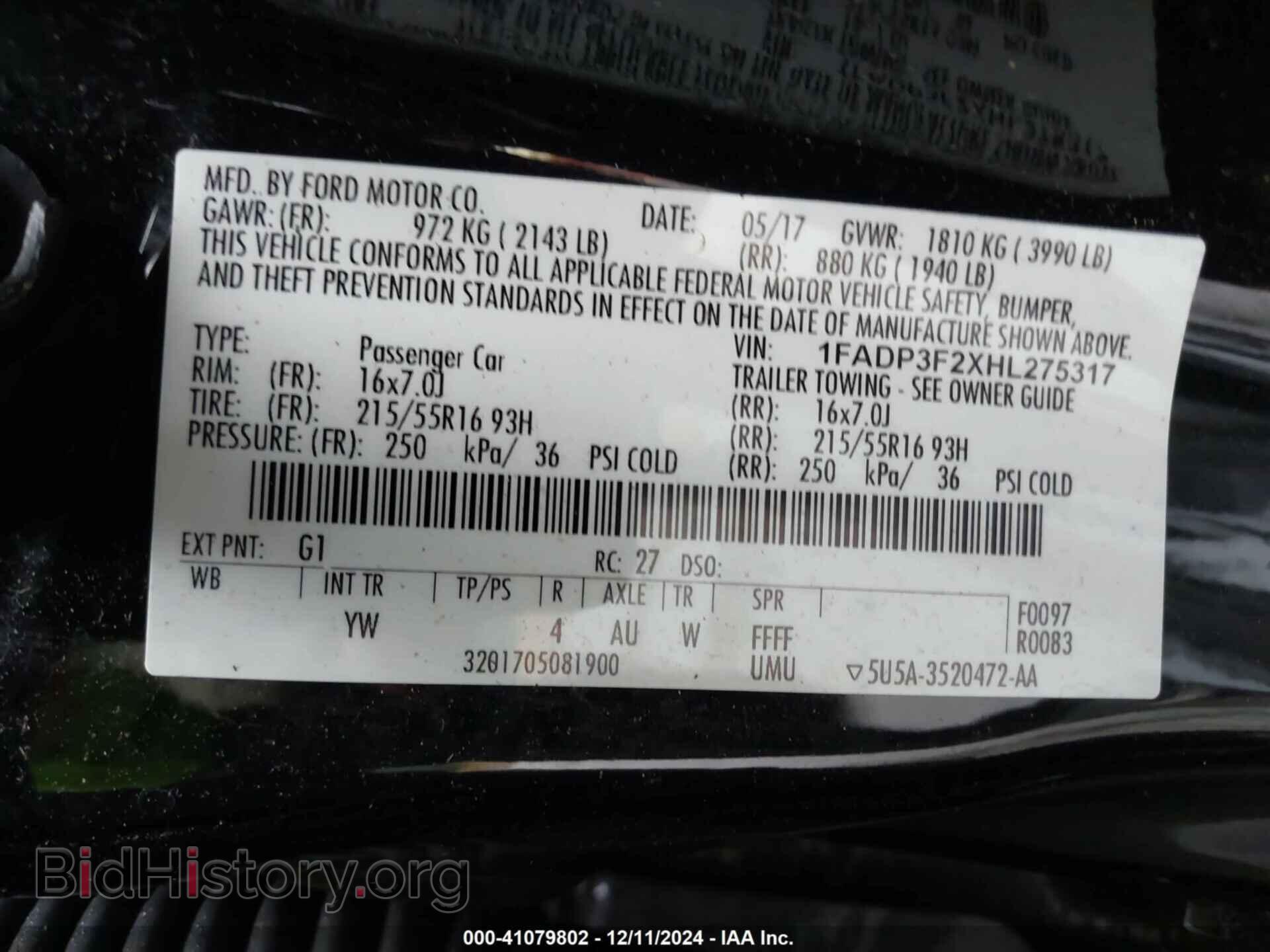 2017 FORD FOCUS - VIN: 1FADP3F2XHL275317 - Фото 9