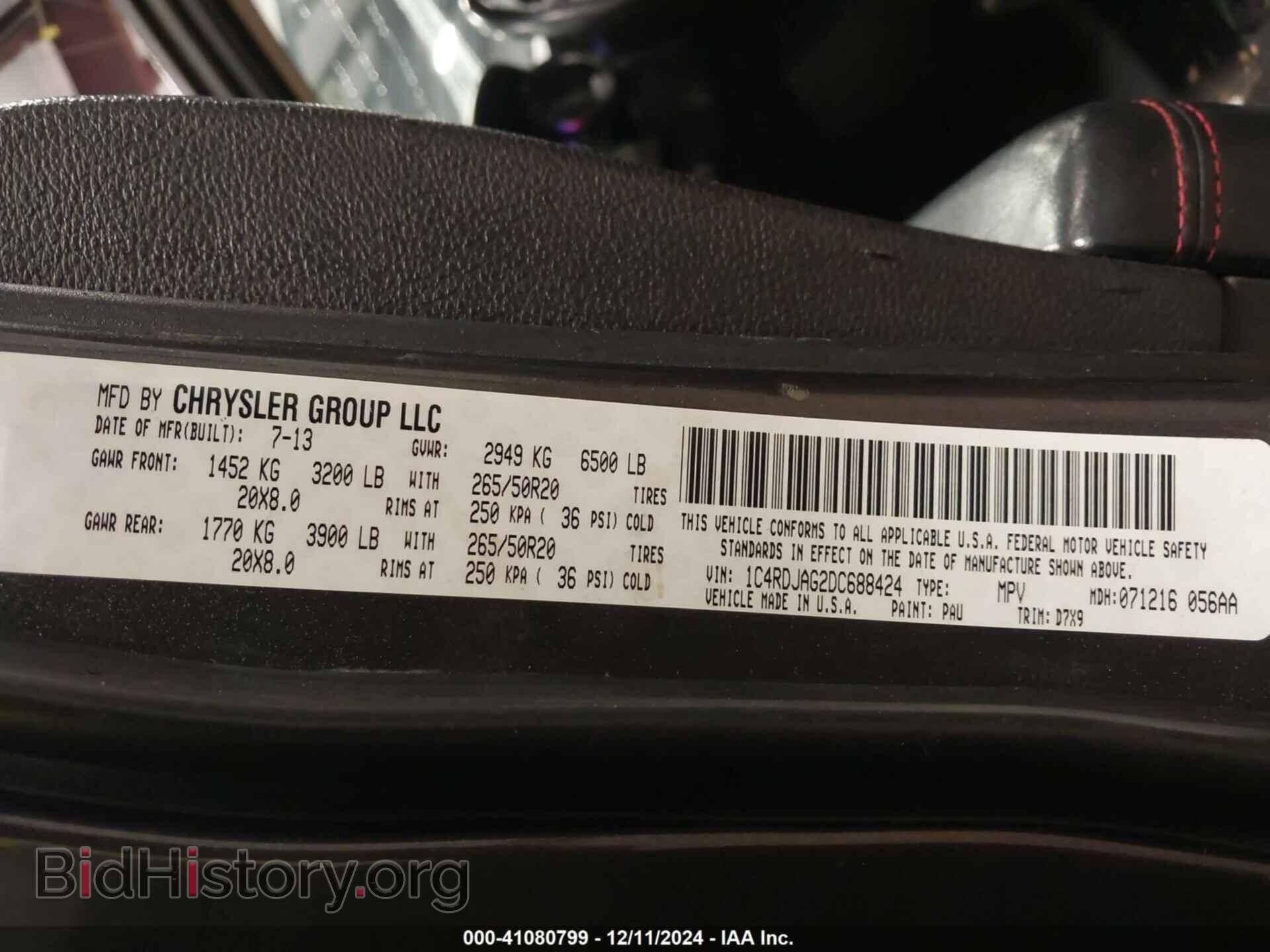 2013 DODGE DURANGO - VIN: 1C4RDJAG2DC688424 - Photo 9