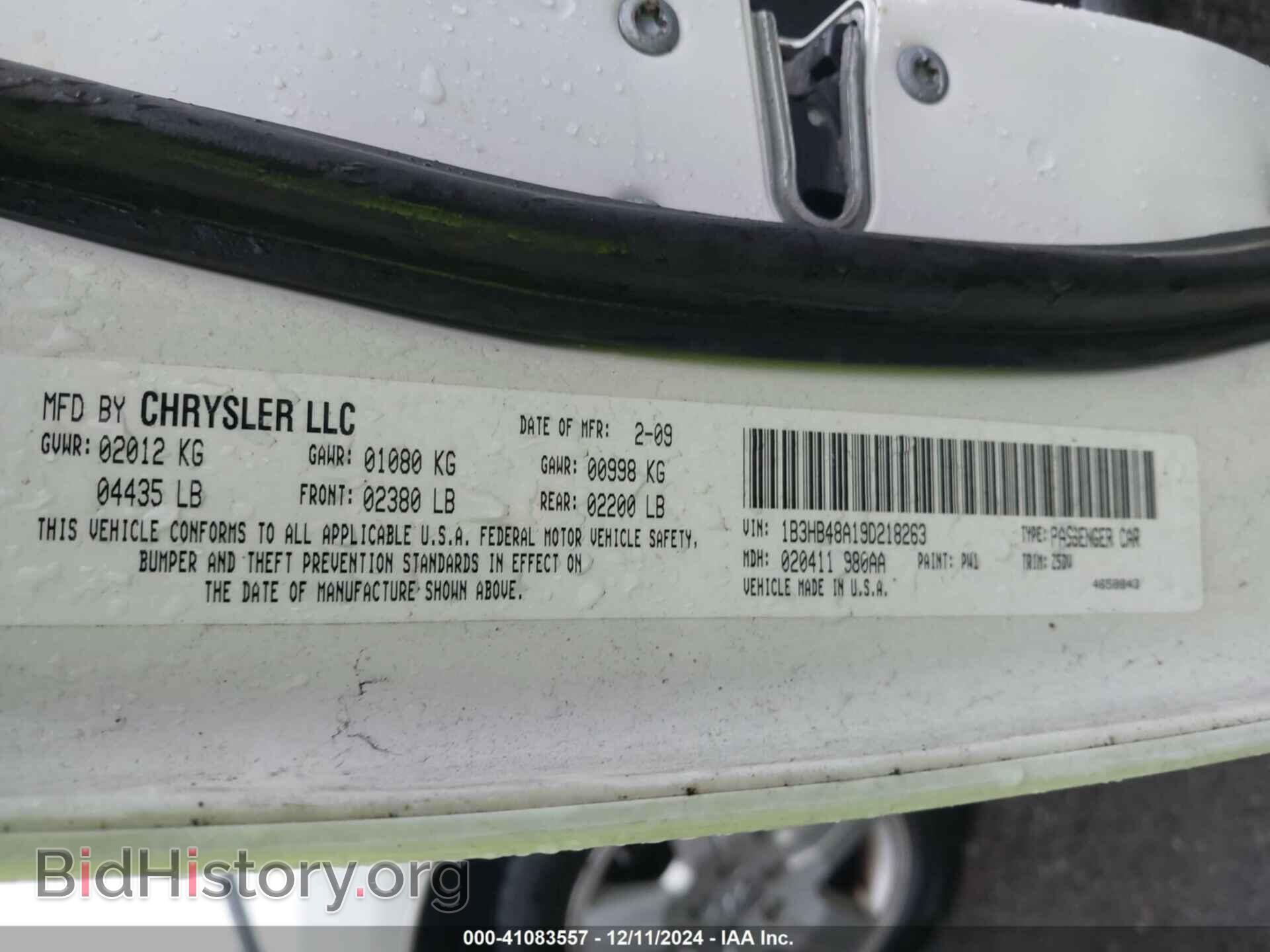 2009 DODGE CALIBER - VIN: 1B3HB48A19D218263 - Photo 9