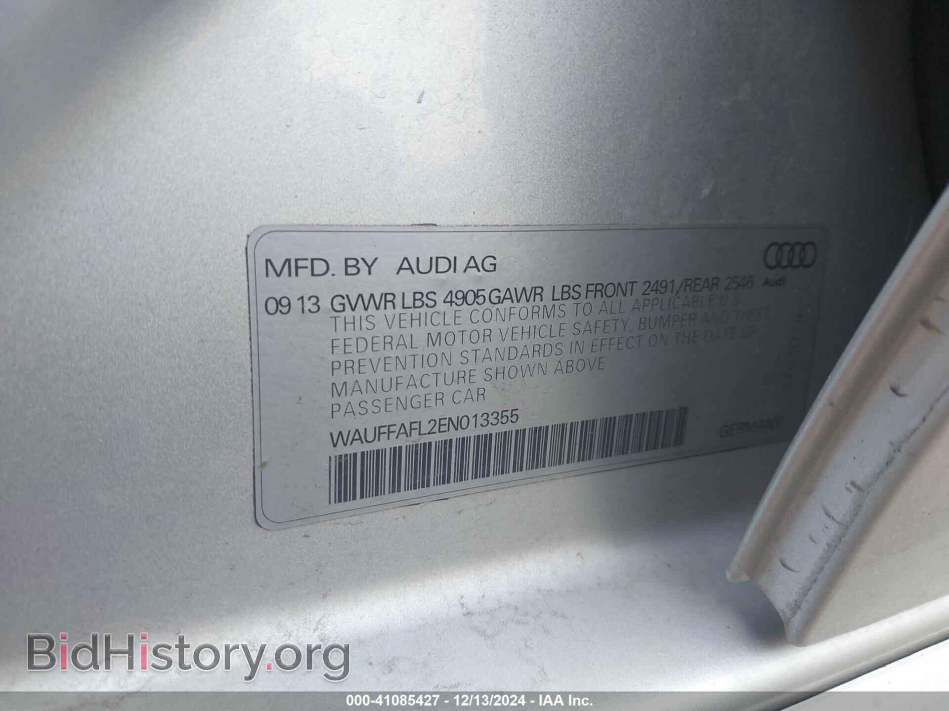 2014 AUDI A4 - VIN: WAUFFAFL2EN013355 - Фото 9