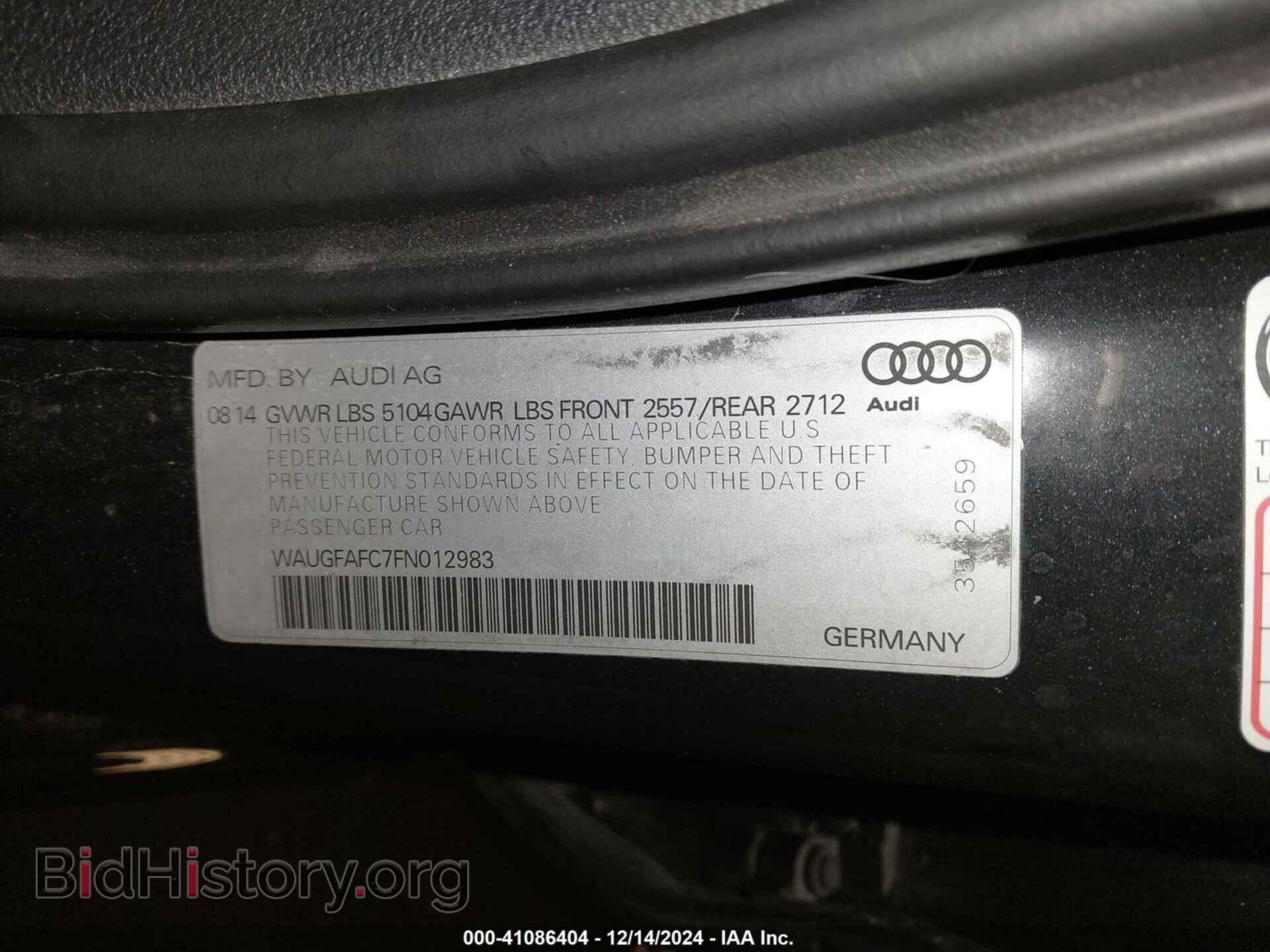 2015 AUDI A6 - VIN: WAUGFAFC7FN012983 - Фото 9