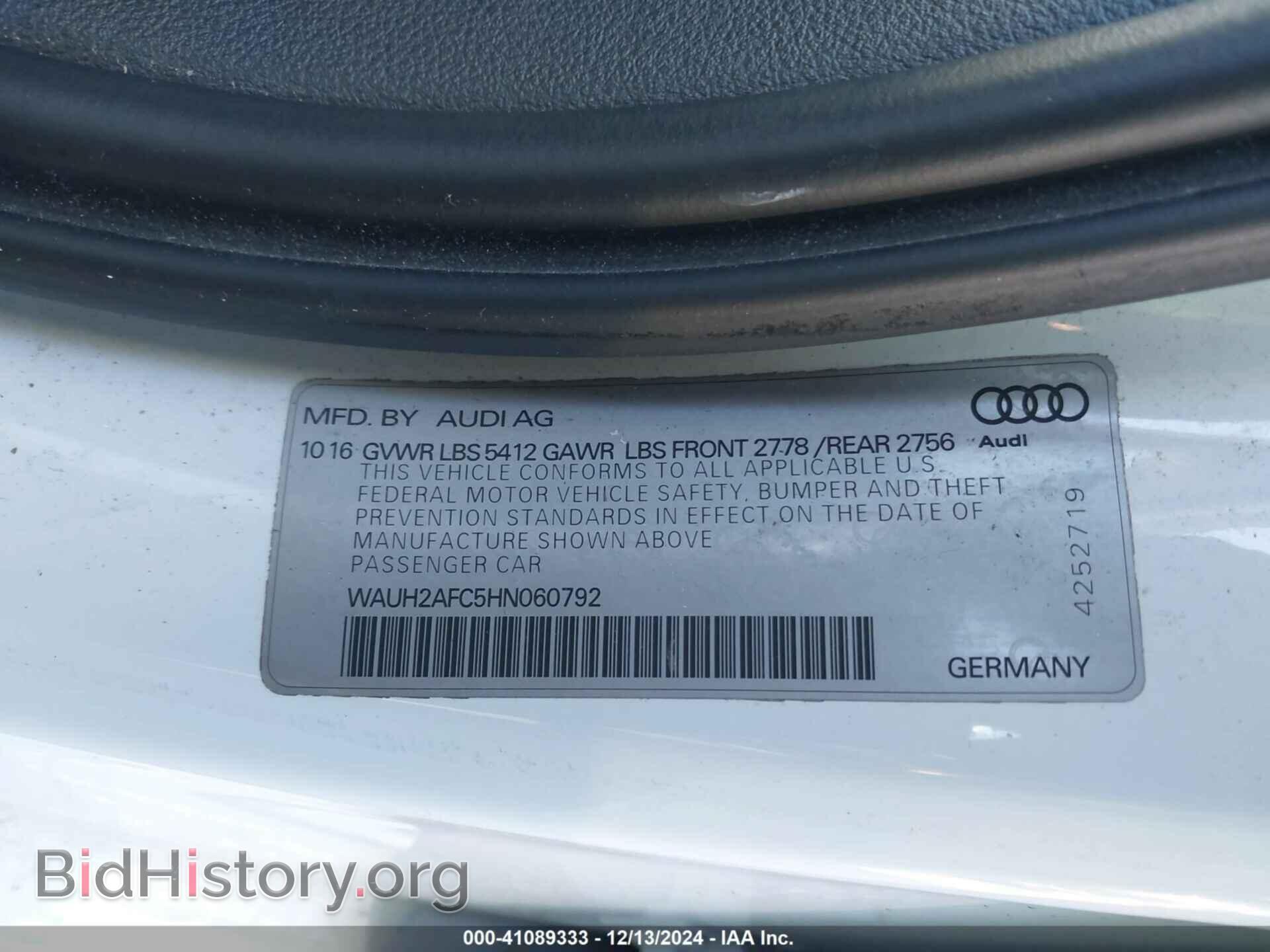 2017 AUDI A6 - VIN: WAUH2AFC5HN060792 - Фото 9