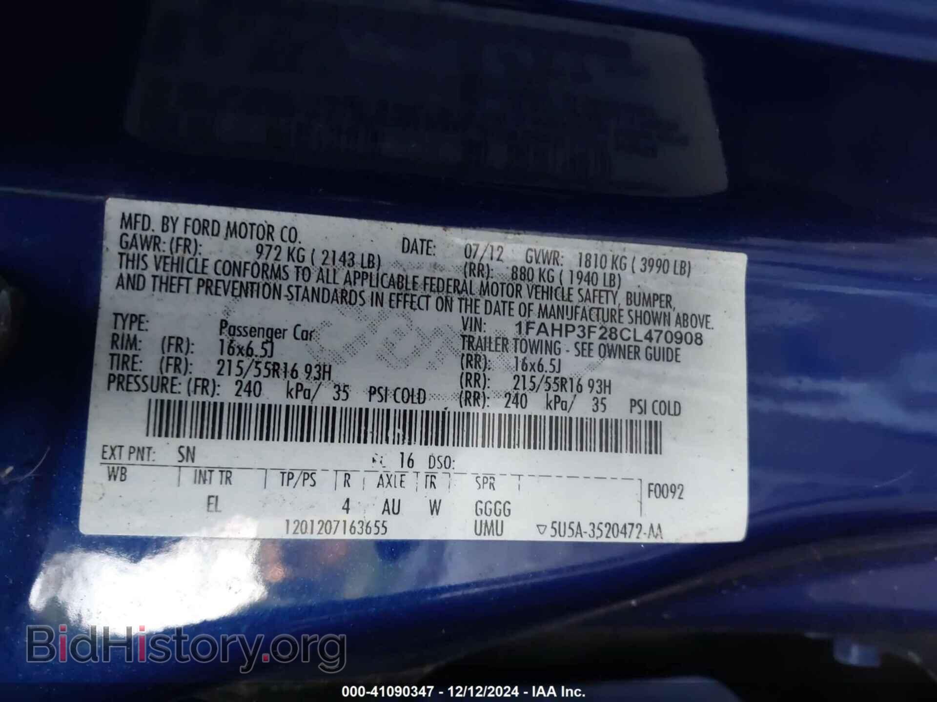 2012 FORD FOCUS - VIN: 1FAHP3F28CL470908 - Фото 9