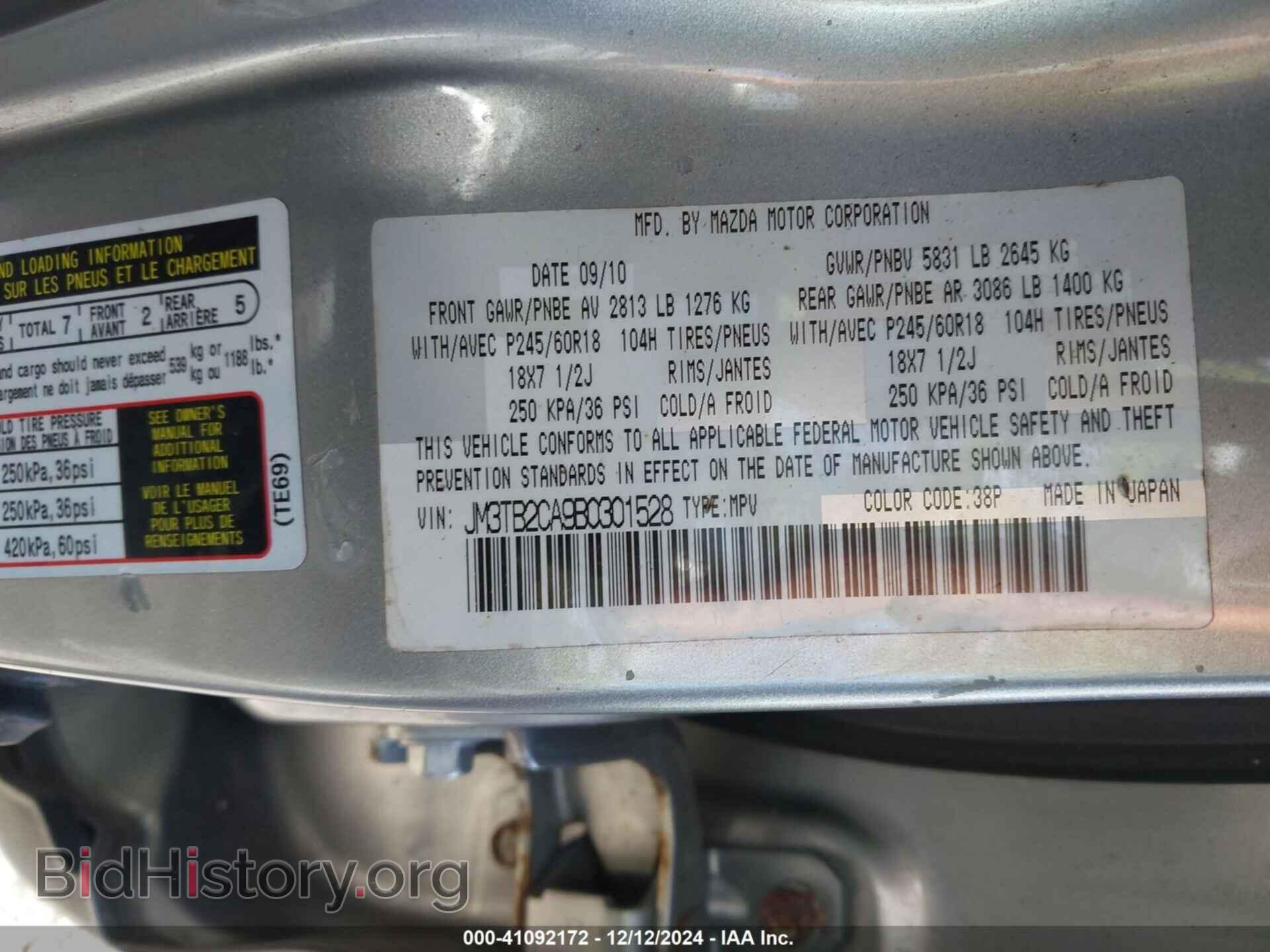 2011 MAZDA CX-9 - VIN: JM3TB2CA9B0301528 - Photo 9