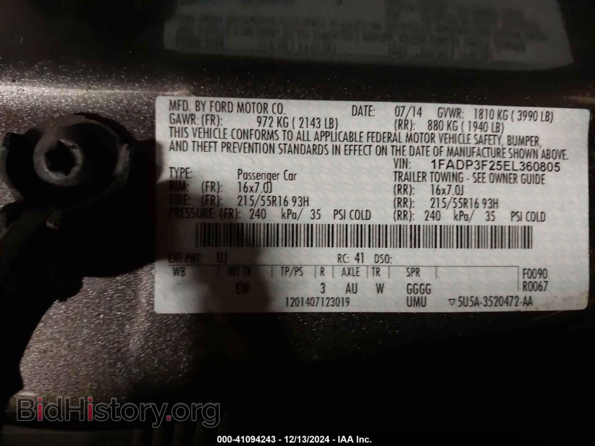 2014 FORD FOCUS - VIN: 1FADP3F25EL360805 - Photo 9