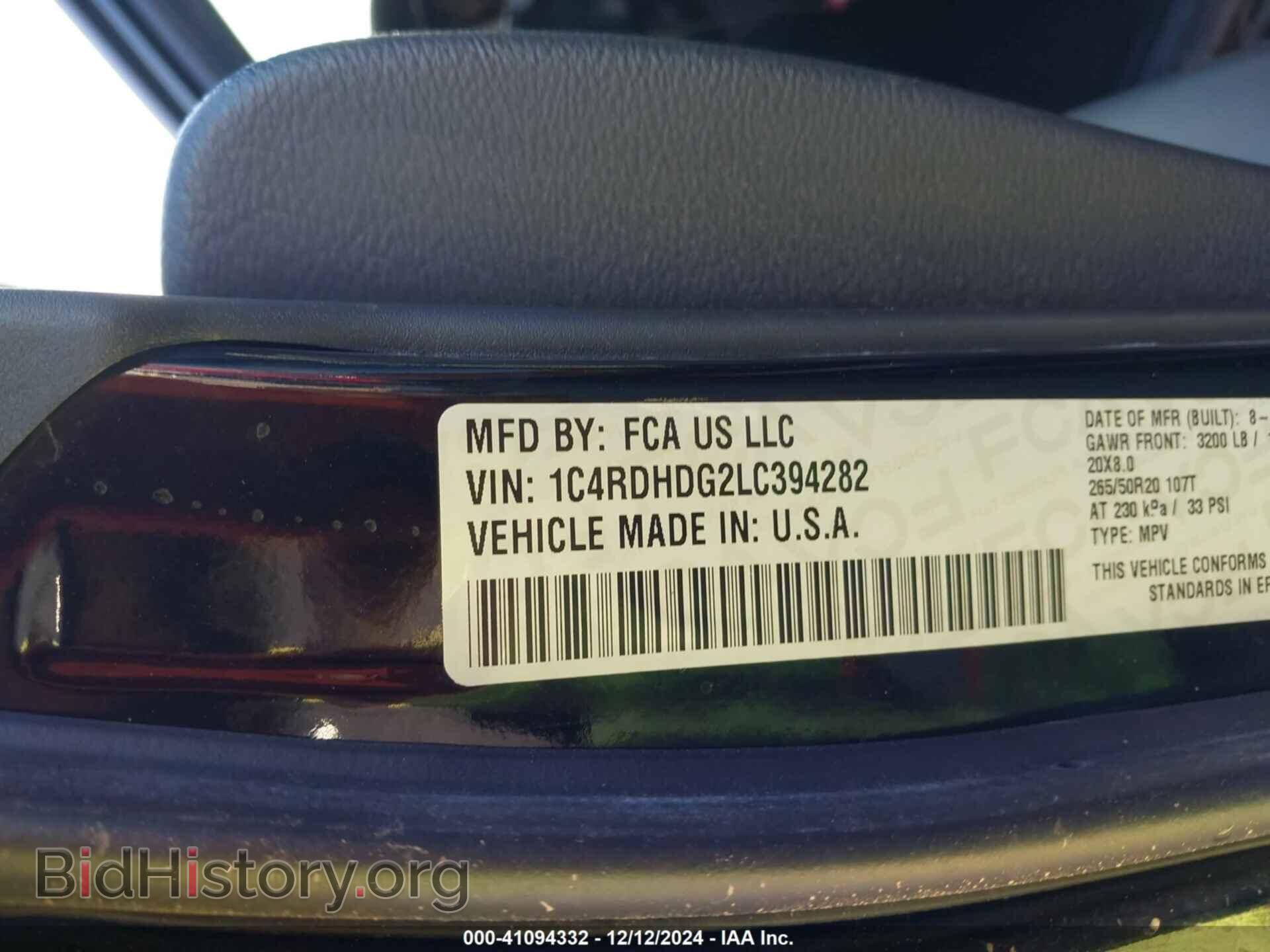 2020 DODGE DURANGO - VIN: 1C4RDHDG2LC394282 - Фото 9