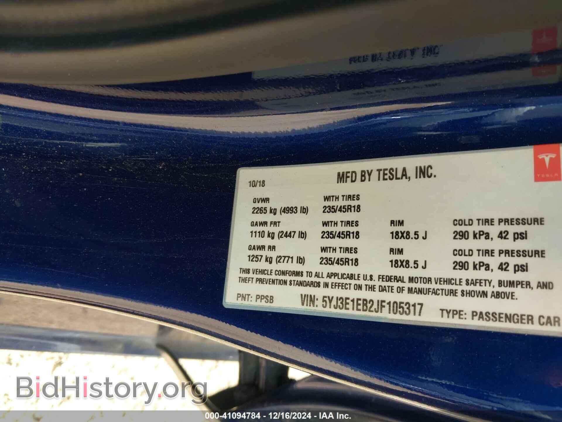 2018 TESLA MODEL 3 - VIN: 5YJ3E1EB2JF105317 - Photo 9