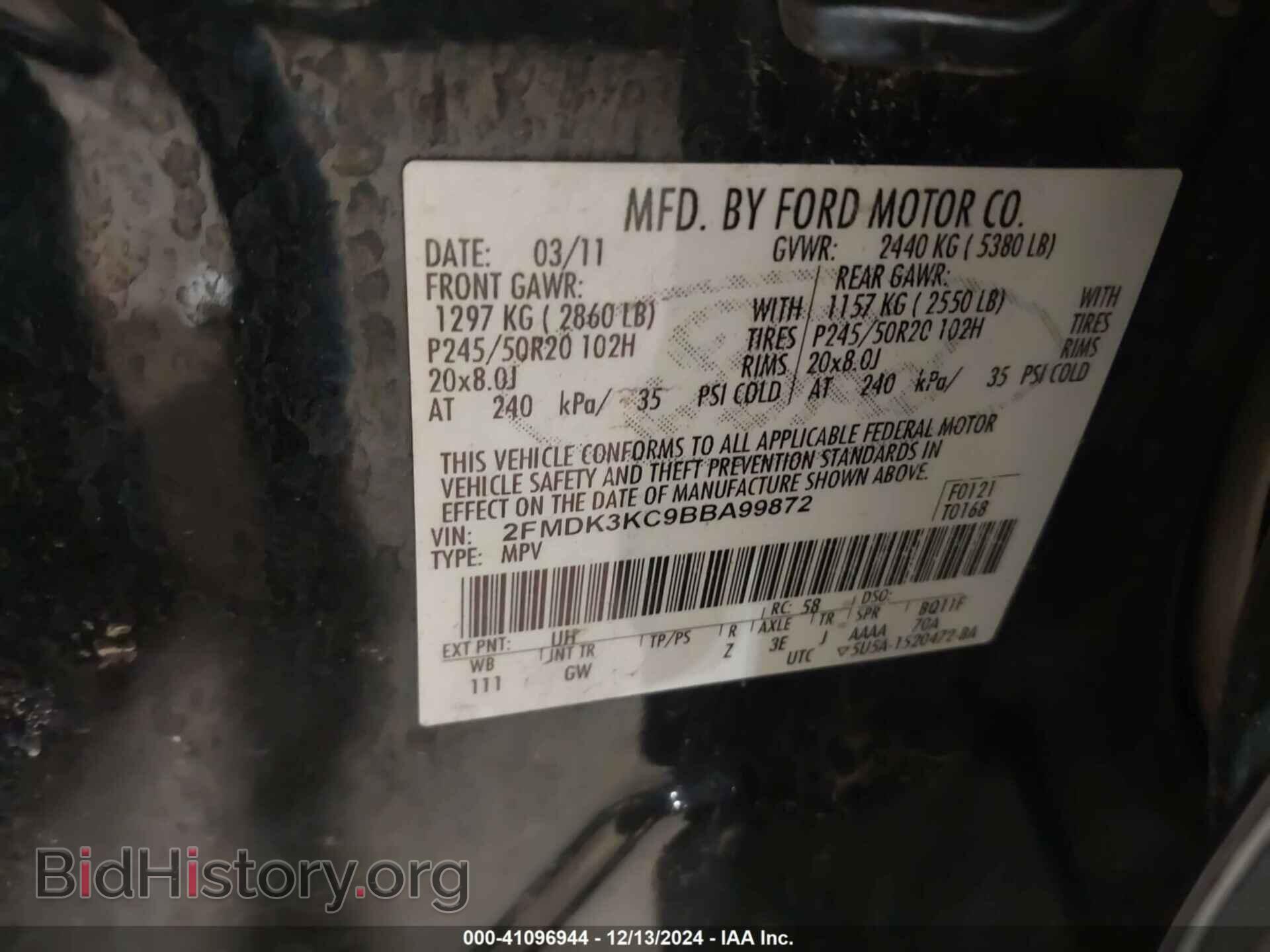 2011 FORD EDGE - VIN: 2FMDK3KC9BBA99872 - Photo 9