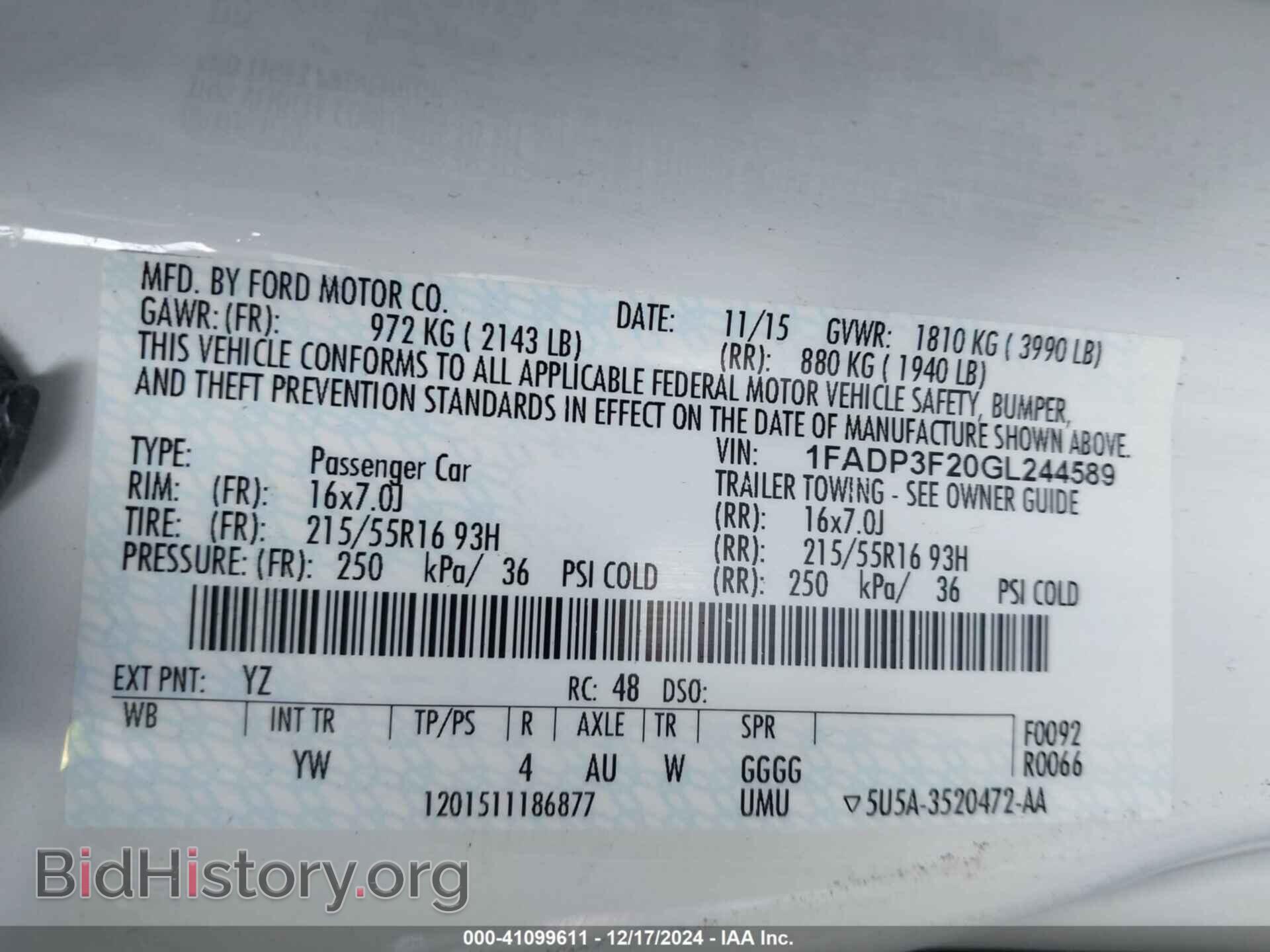 2016 FORD FOCUS - VIN: 1FADP3F20GL244589 - Фото 9