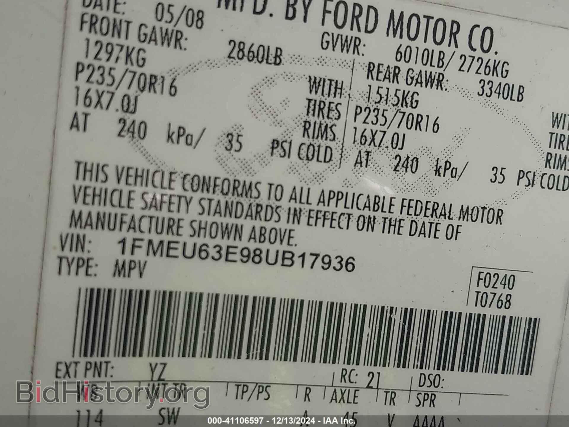 2008 FORD EXPLORER - VIN: 1FMEU63E98UB17936 - Фото 9