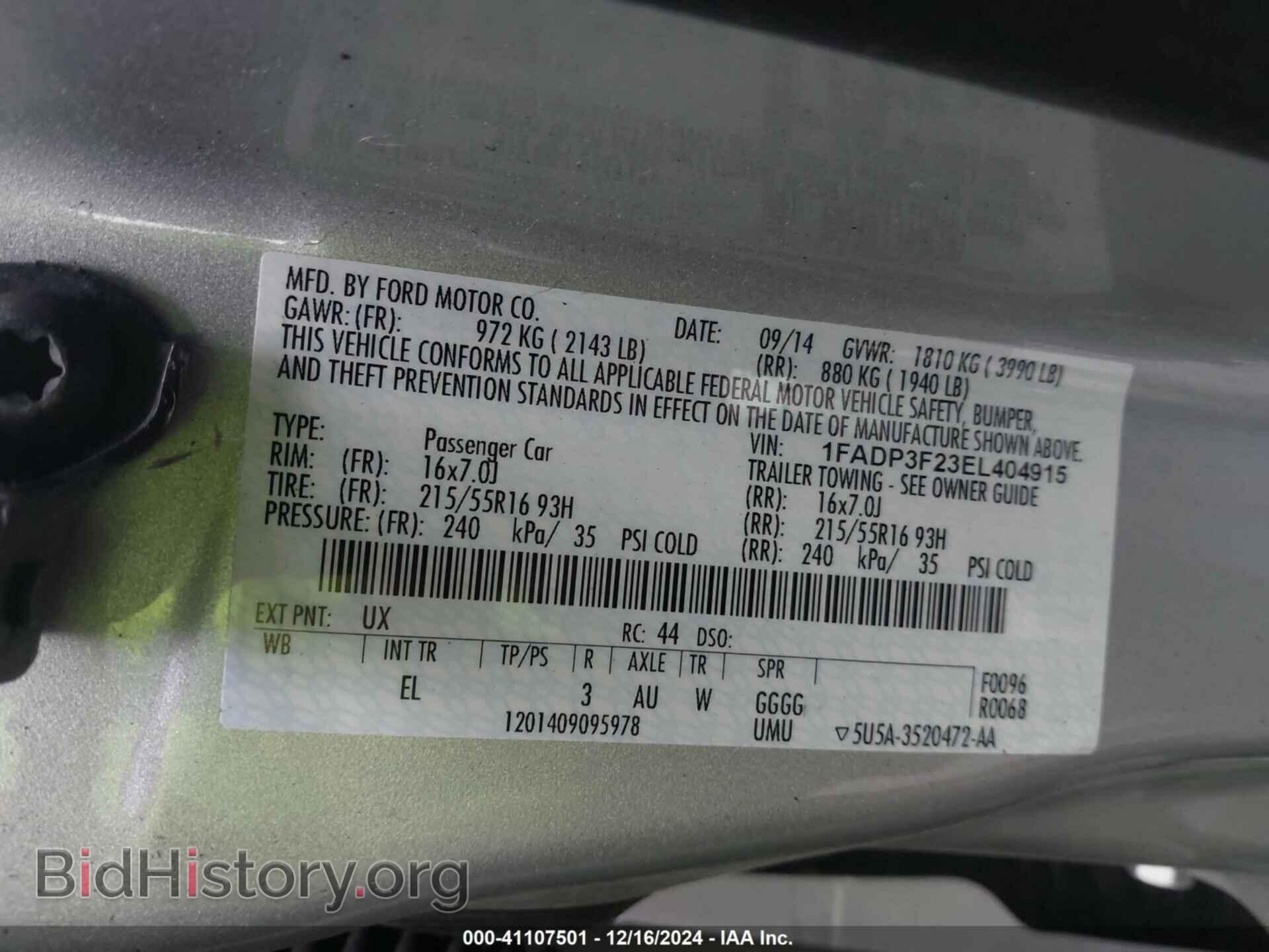 2014 FORD FOCUS - VIN: 1FADP3F23EL404915 - Photo 9