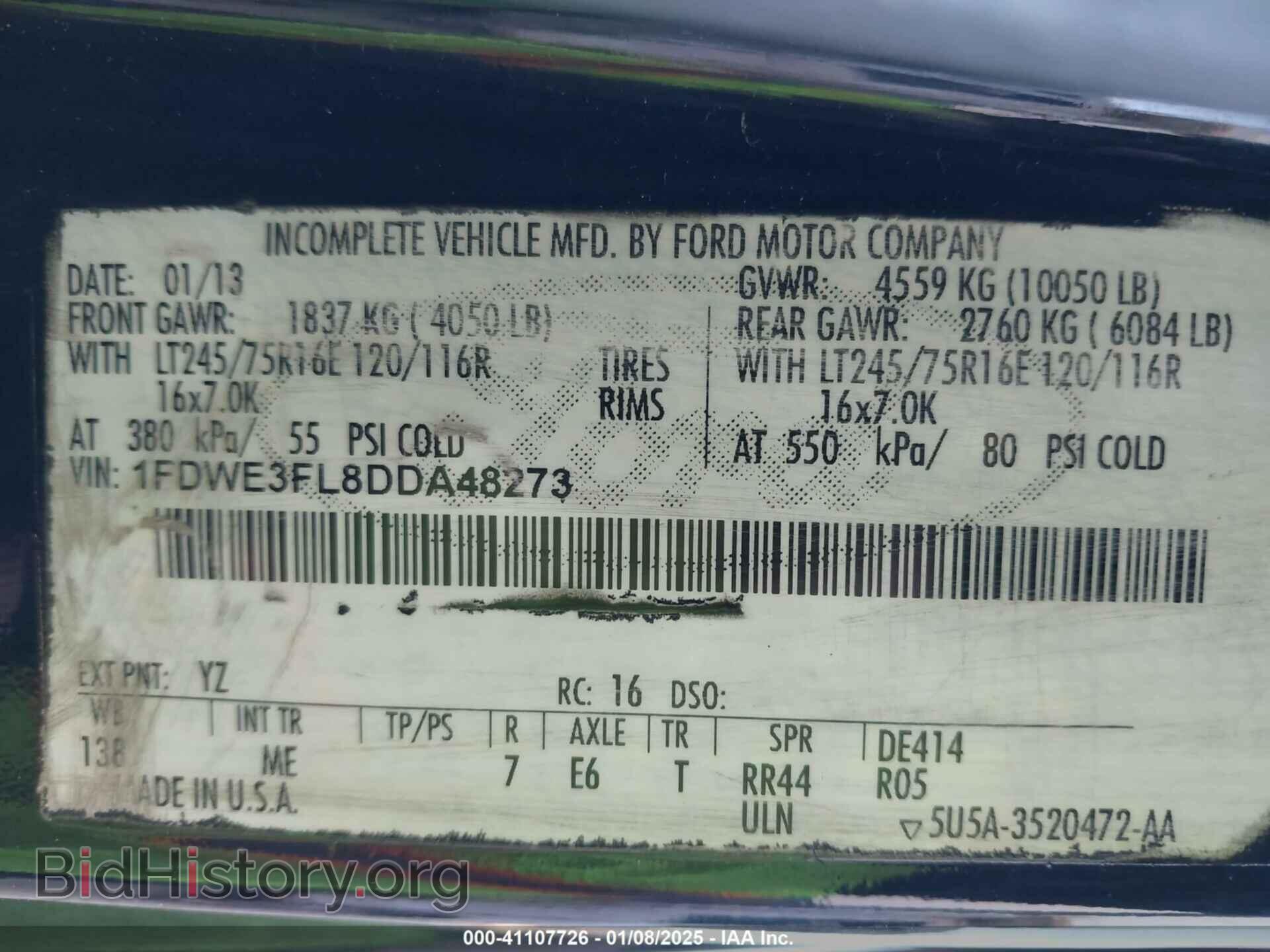 2013 FORD E-350 CUTAWAY - VIN: 1FDWE3FL8DDA48273 - Фото 8