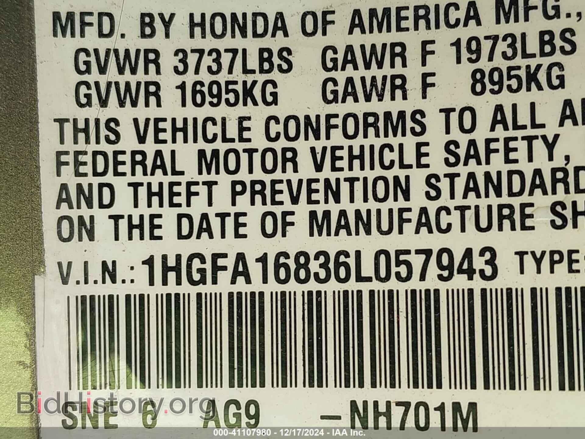 2006 HONDA CIVIC - VIN: 1HGFA16836L057943 - Фото 9