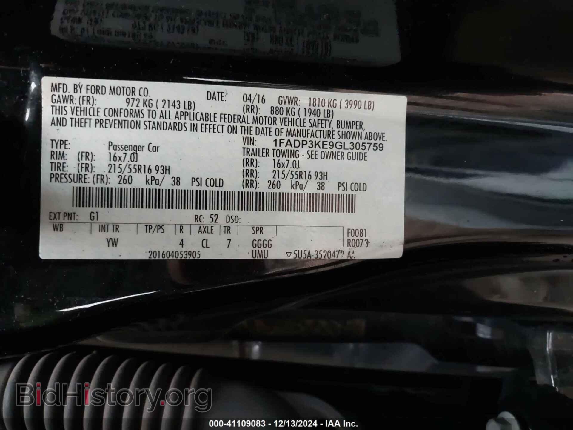 2016 FORD FOCUS - VIN: 1FADP3KE9GL305759 - Фото 9