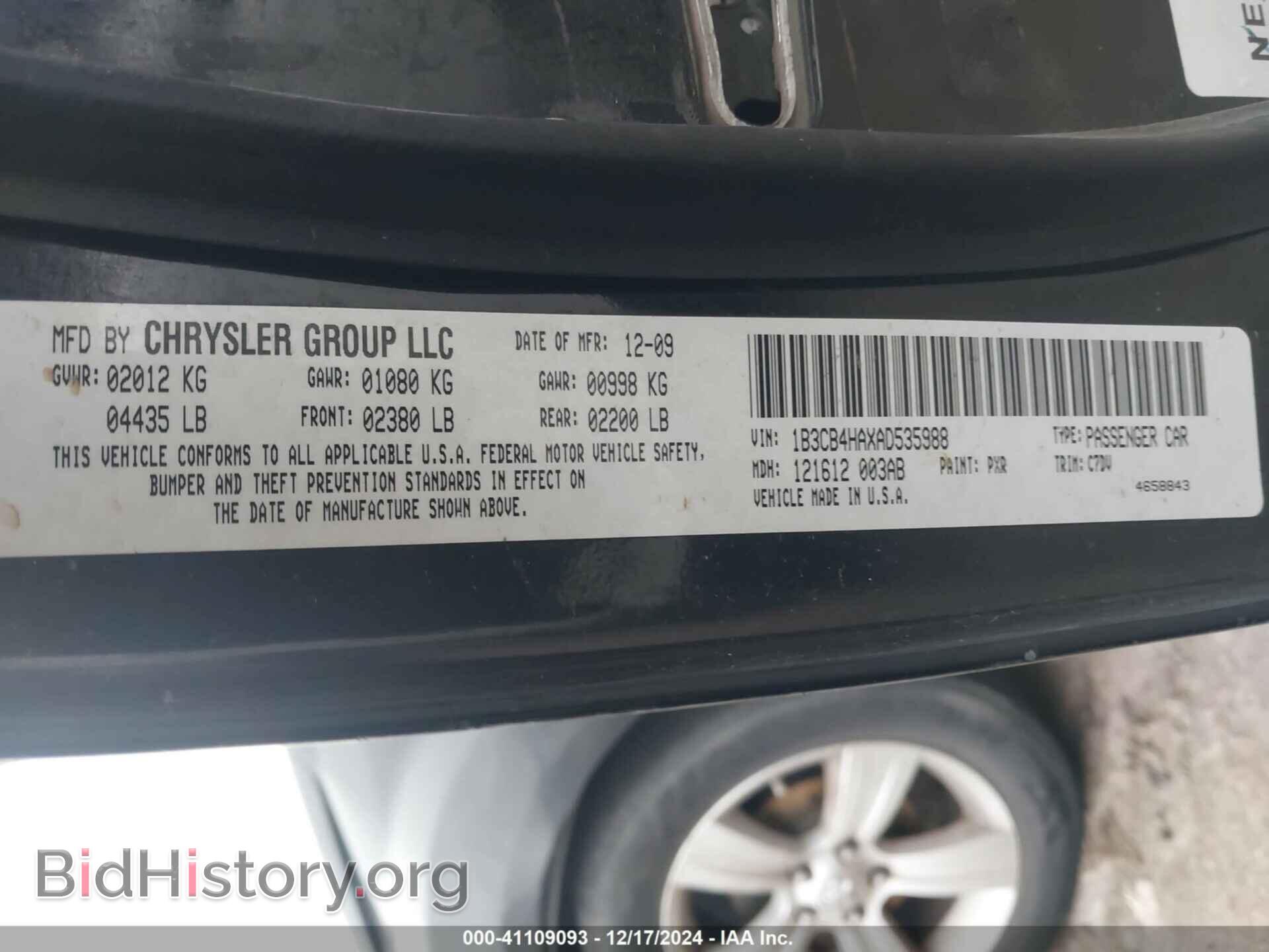 2010 DODGE CALIBER - VIN: 1B3CB4HAXAD535988 - Фото 9