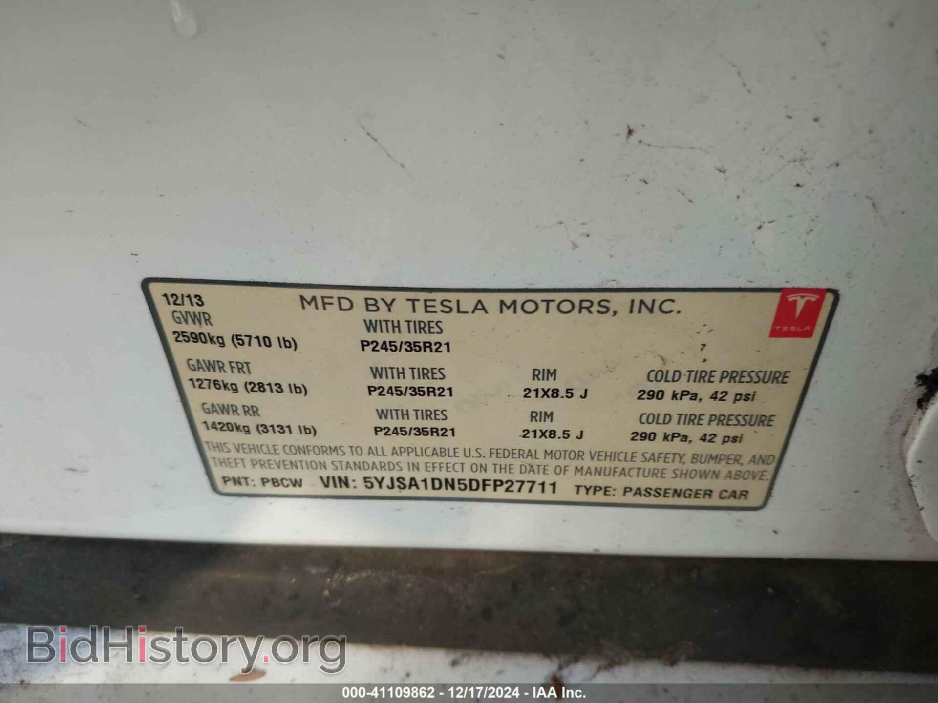 2013 TESLA MODEL S - VIN: 5YJSA1DN5DFP27711 - Photo 9