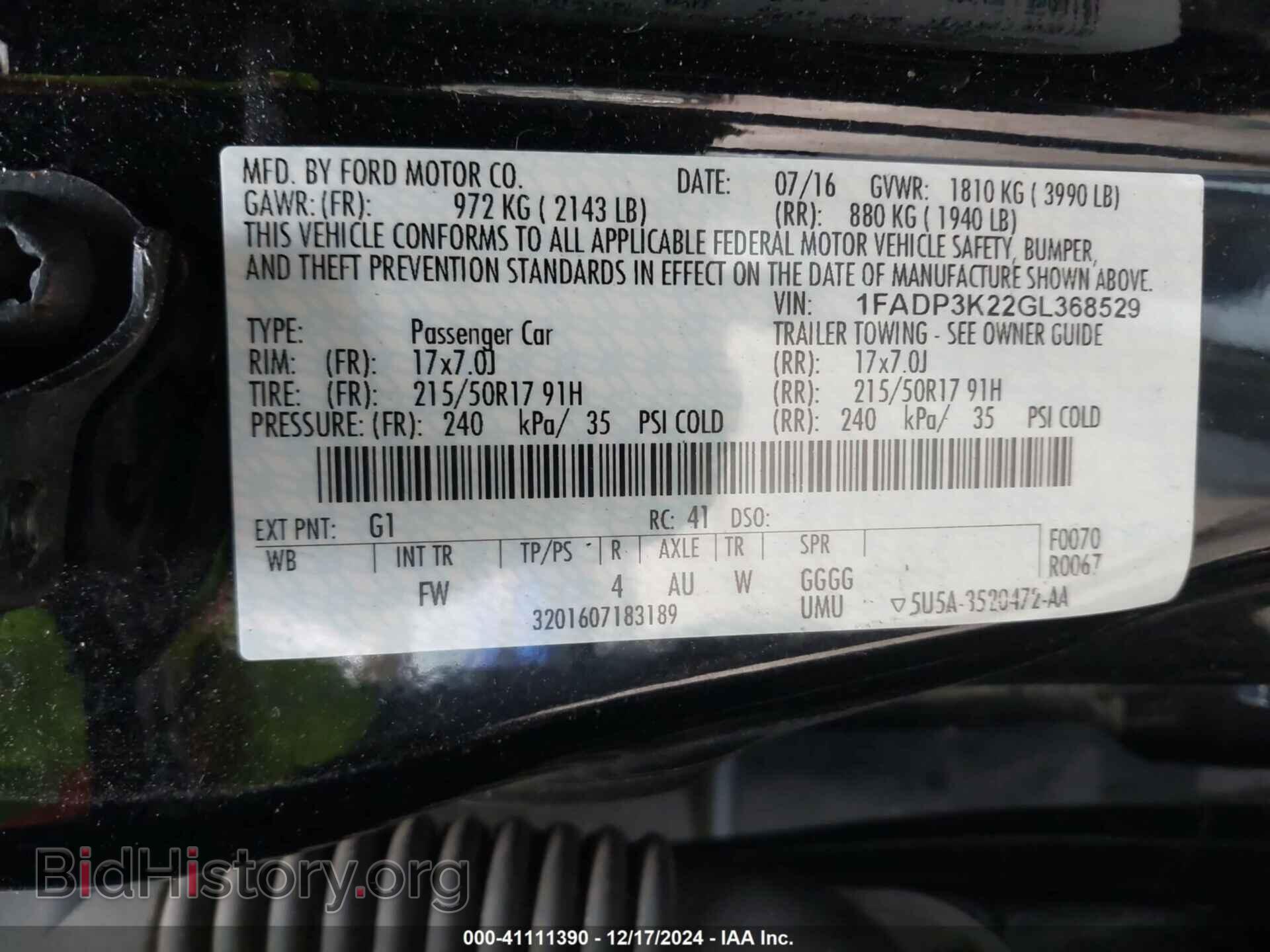 2016 FORD FOCUS - VIN: 1FADP3K22GL368529 - Фото 9