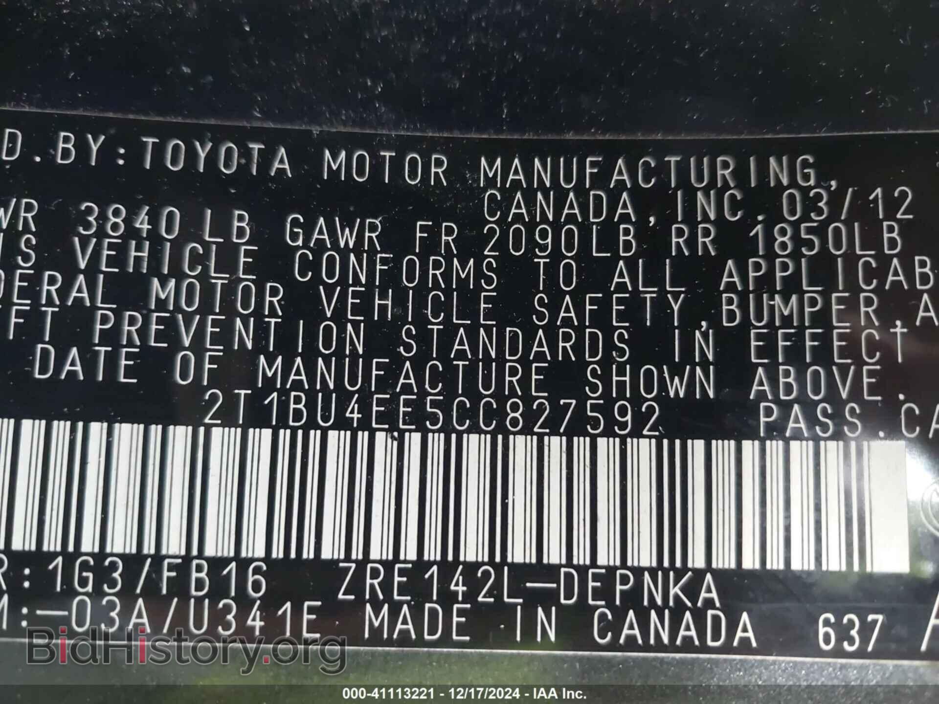 2012 TOYOTA COROLLA - VIN: 2T1BU4EE5CC827592 - Фото 9