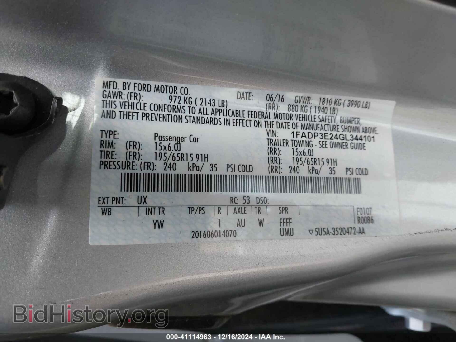 2016 FORD FOCUS - VIN: 1FADP3E24GL344101 - Фото 9