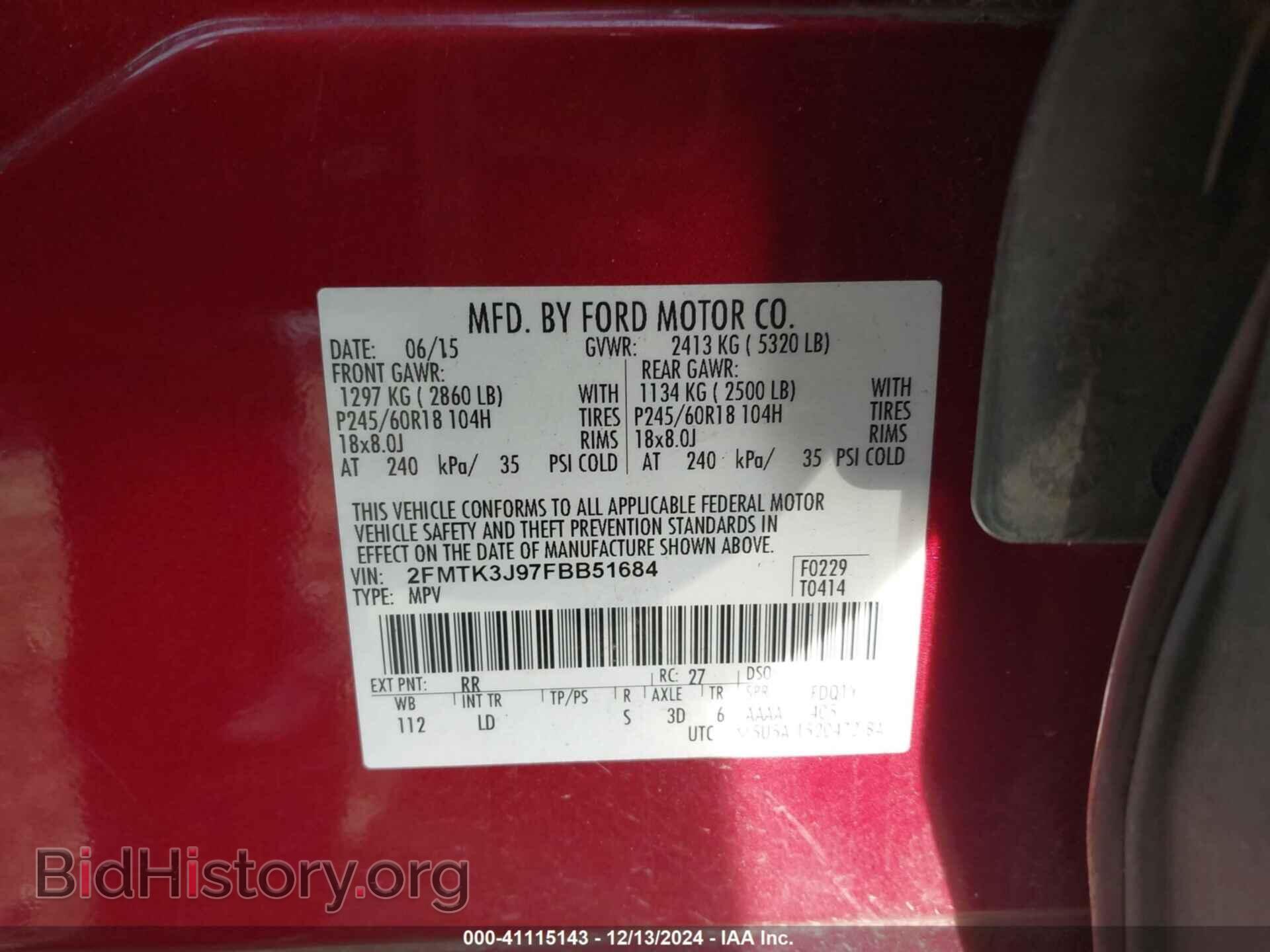 2015 FORD EDGE - VIN: 2FMTK3J97FBB51684 - Photo 9